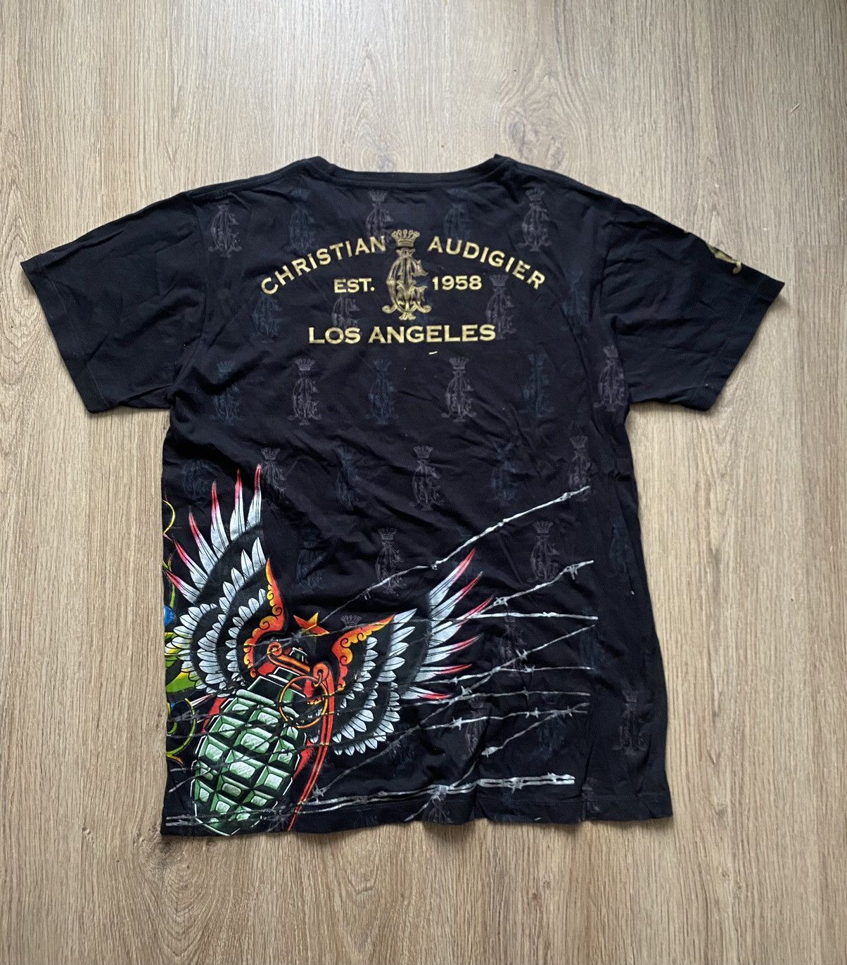 Christian Audigier Vintage Christian Audigier Y2K crazy over print Ed Hardy tee Size US L / EU 52-54 / 3 - 6 Thumbnail