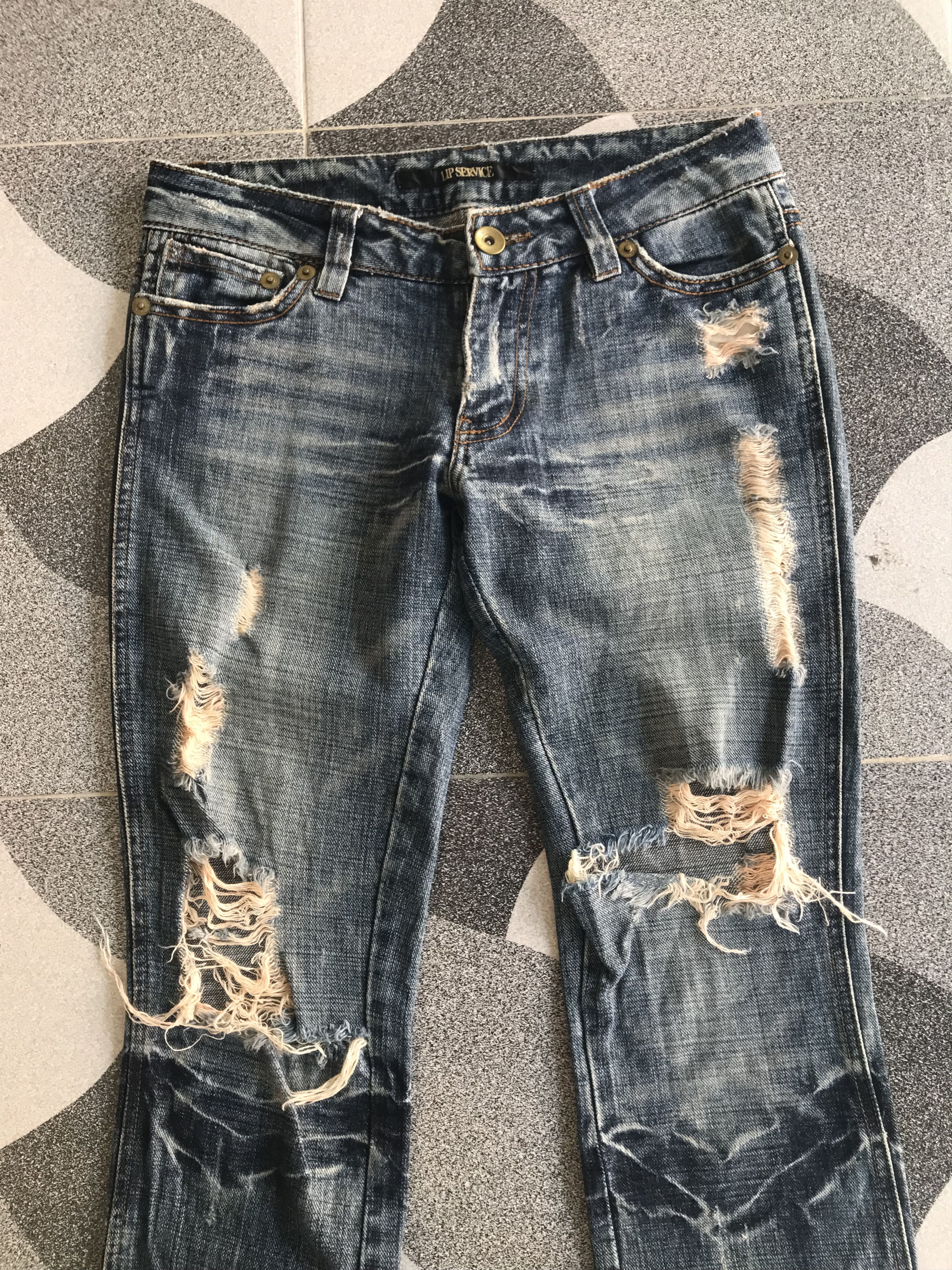 If Six Was Nine × Le Grande Bleu (L.G.B.) × Lip Service Lip Service Distressed Flared Denim Size US 30 / EU 46 - 5 Thumbnail