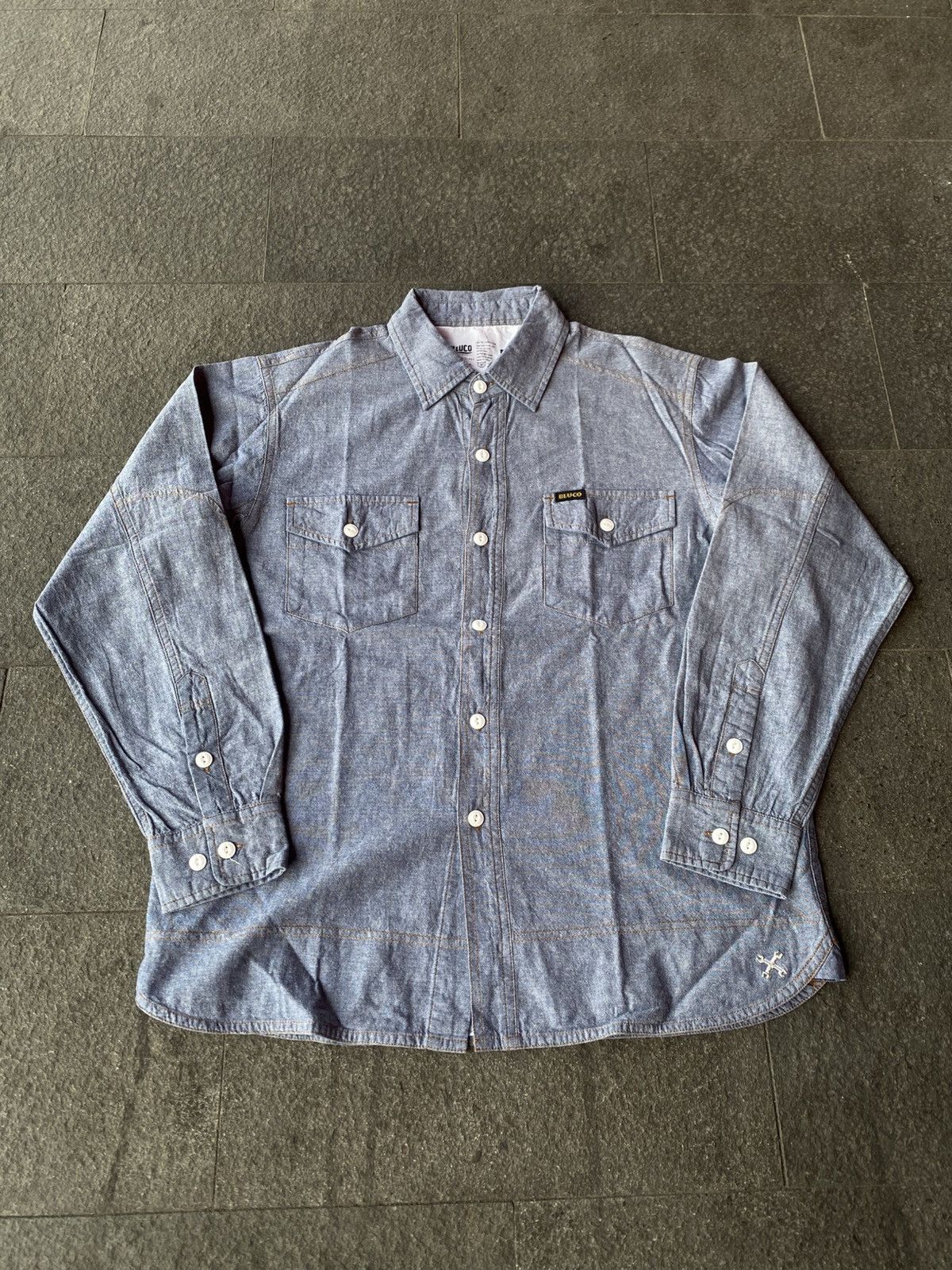 Japanese Brand 💸BINDING OFFER💸 BLUCO CHAMBRAY SHIRTS Size US L / EU 52-54 / 3 - 1 Thumbnail