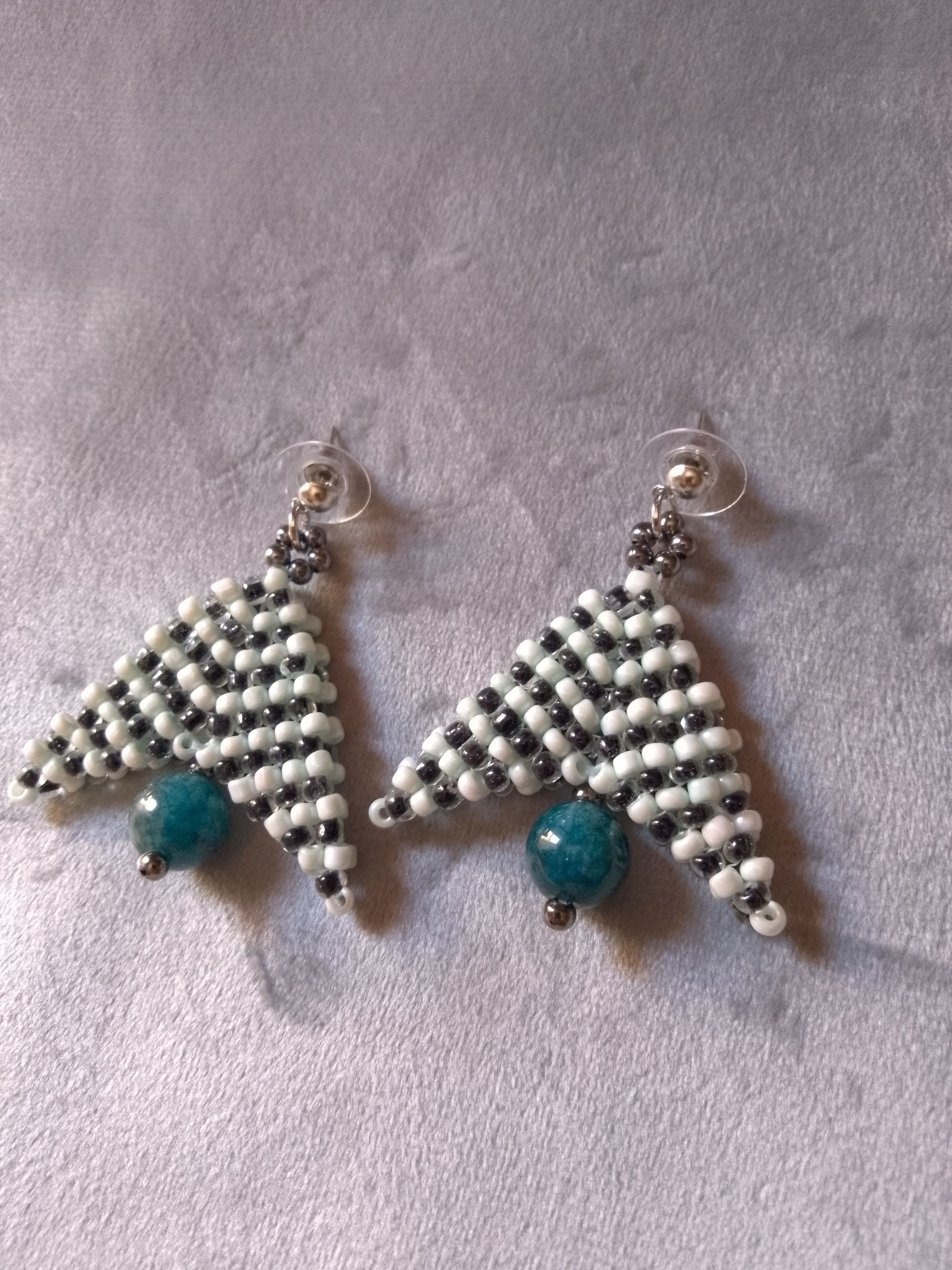 Handmade Ethnic Earrings with blue apatite natural gemstones Size ONE SIZE - 4 Thumbnail