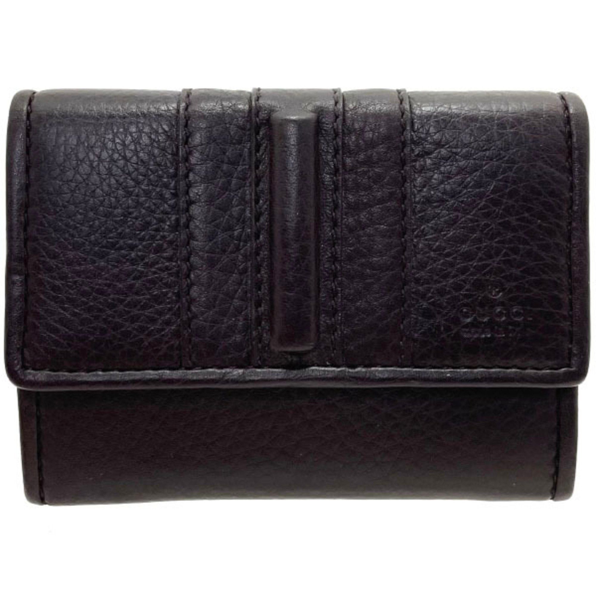 image of Gucci Coin Case Leather Dark Brown 245819 Gucci Line Purse Ss-12313, Women's