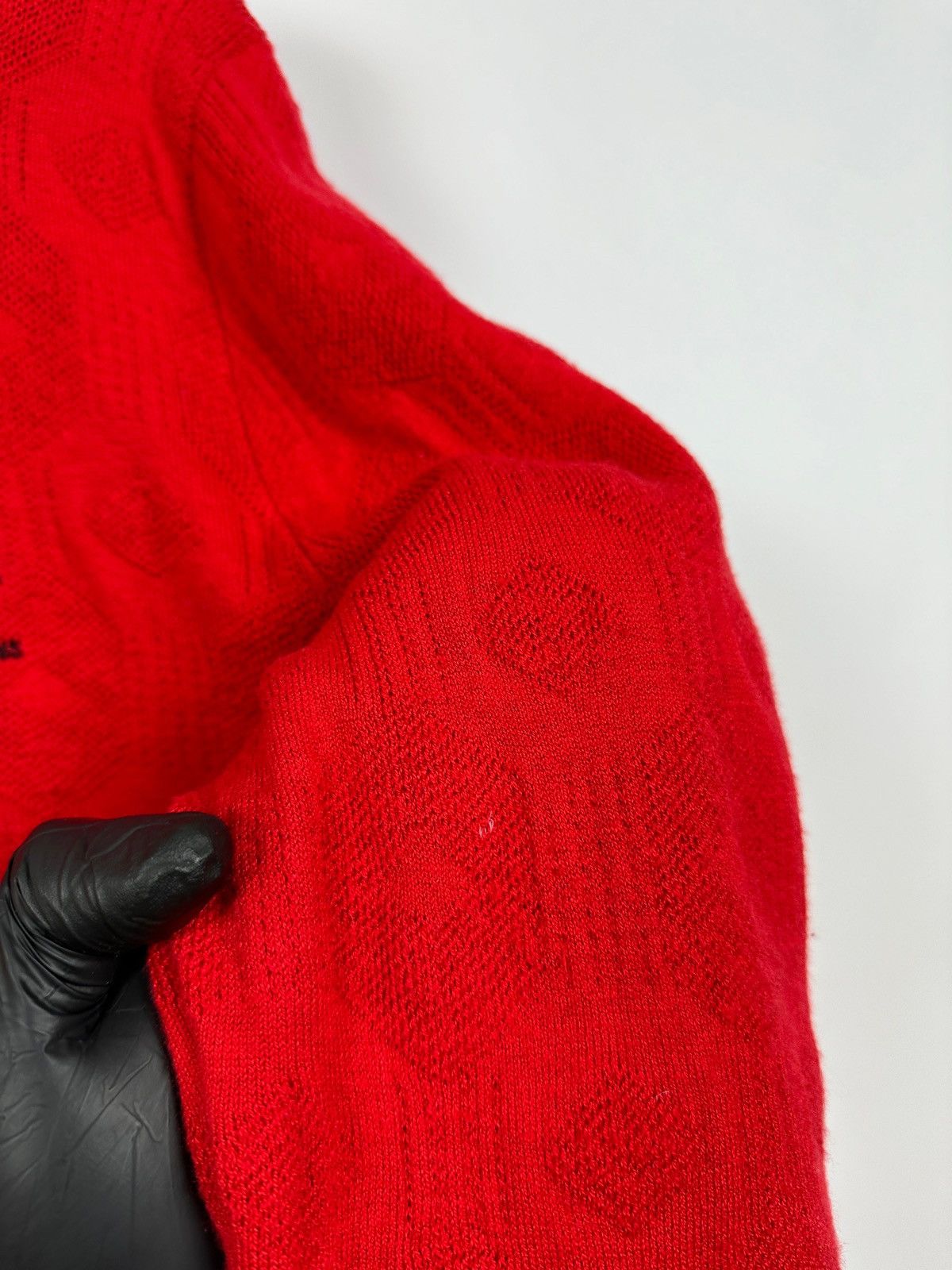 Fred Perry × Raf Simons RAF Simons X Fred Perry Red Silk Knit Sweater Size US XL / EU 56 / 4 - 21 Thumbnail