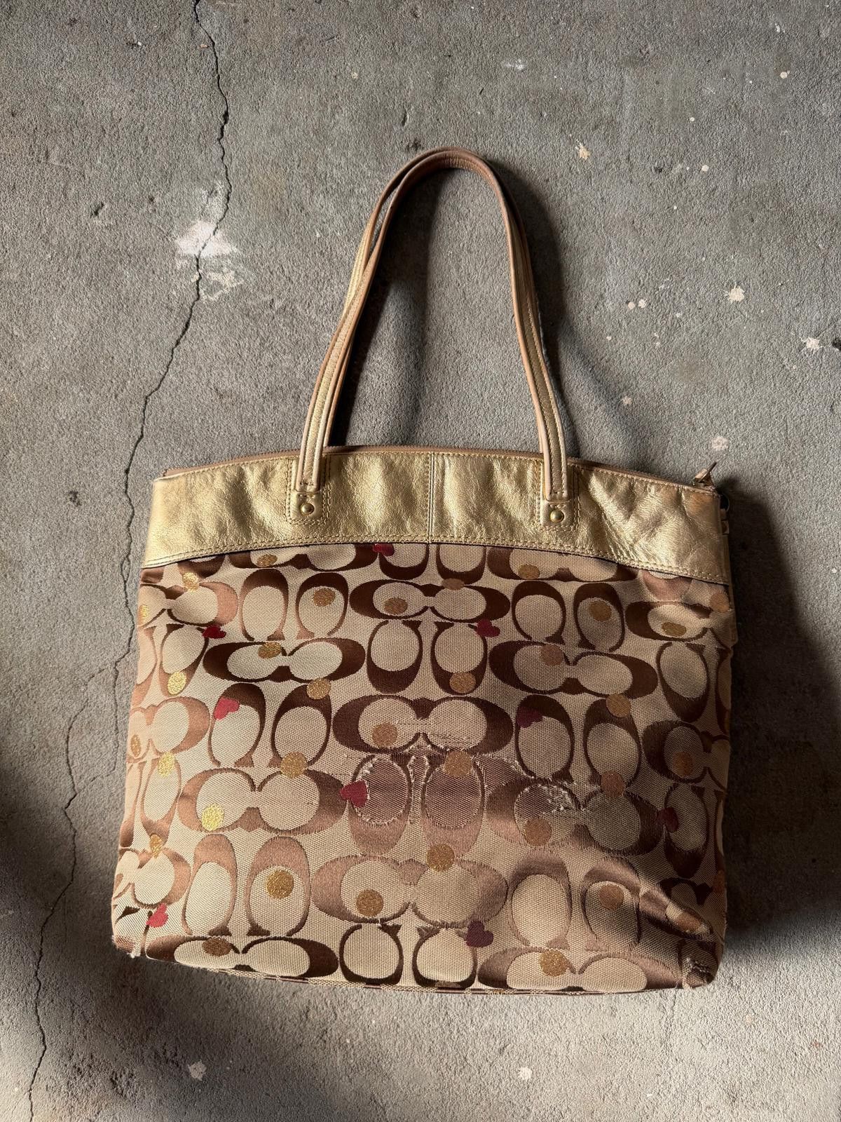 Coach Coach Signature Laura Secret Heart Tote Bag Beige/Gold Size ONE SIZE - 6 Thumbnail