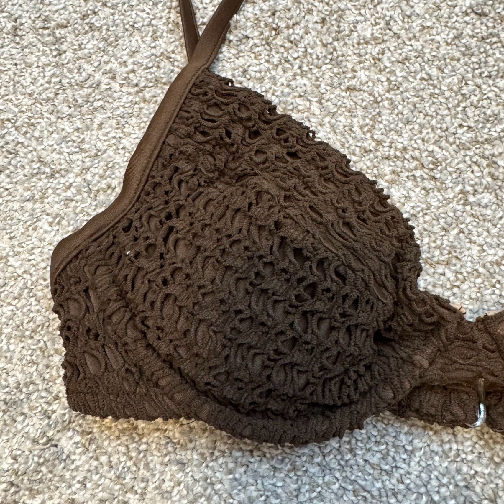 Victoria's Secret VINTAGE Victoria's Secret Bikini Swim Top M/L Brown Crochet Coconut Women's M/L Bikini Top Size M / US 6-8 / IT 42-44 - 4 Thumbnail