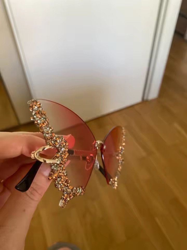 Electric Visual Luxury Aesthetic Butterfly Shades – Hand-Set Rhinestones Size ONE SIZE - 3 Thumbnail