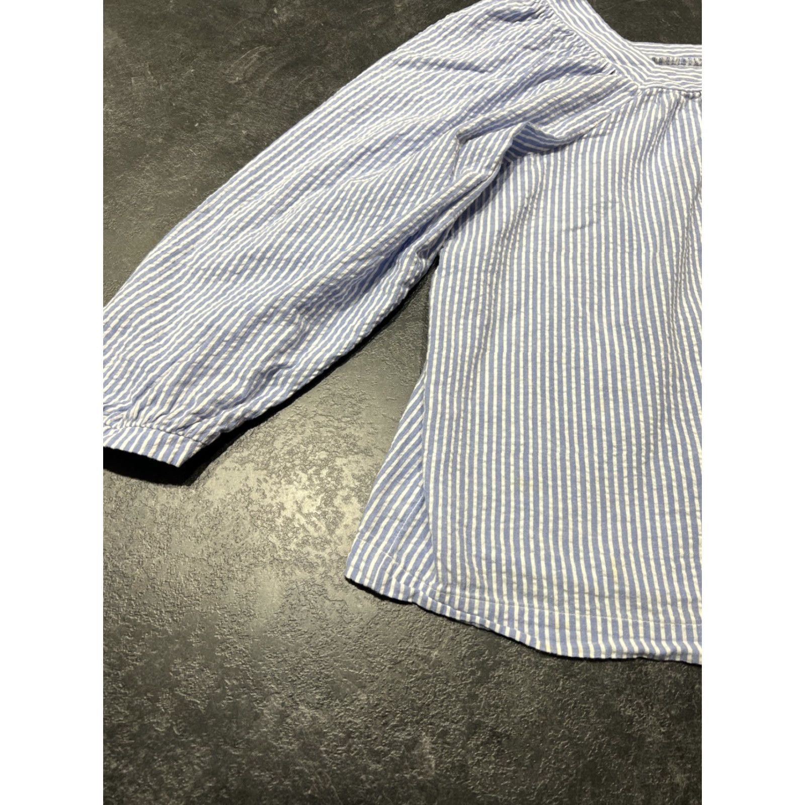 Vintage Terra & Sky Women’s Plus Size 2X Blouse Cotton Long Sleeve Square Neck Striped Casual Shirt Size XXL / US 16-18 / IT 52-54 - 2 Thumbnail