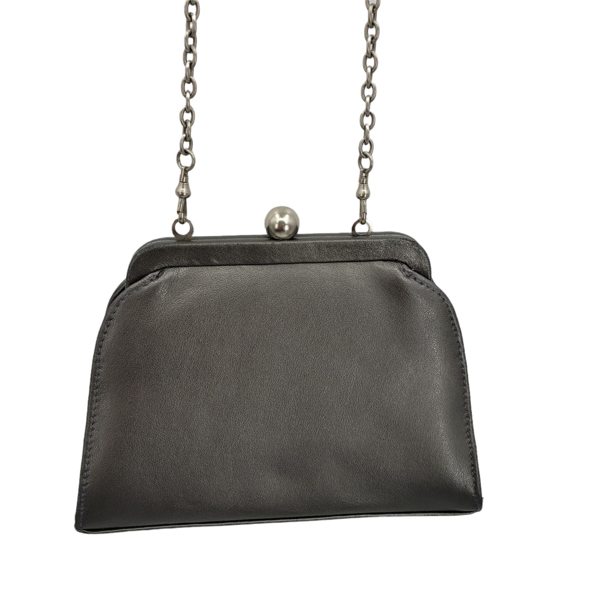 Vintage Vtg Inge Christopher Evening Bag Gunmetal Gray Faux Leather Size ONE SIZE - 7 Thumbnail