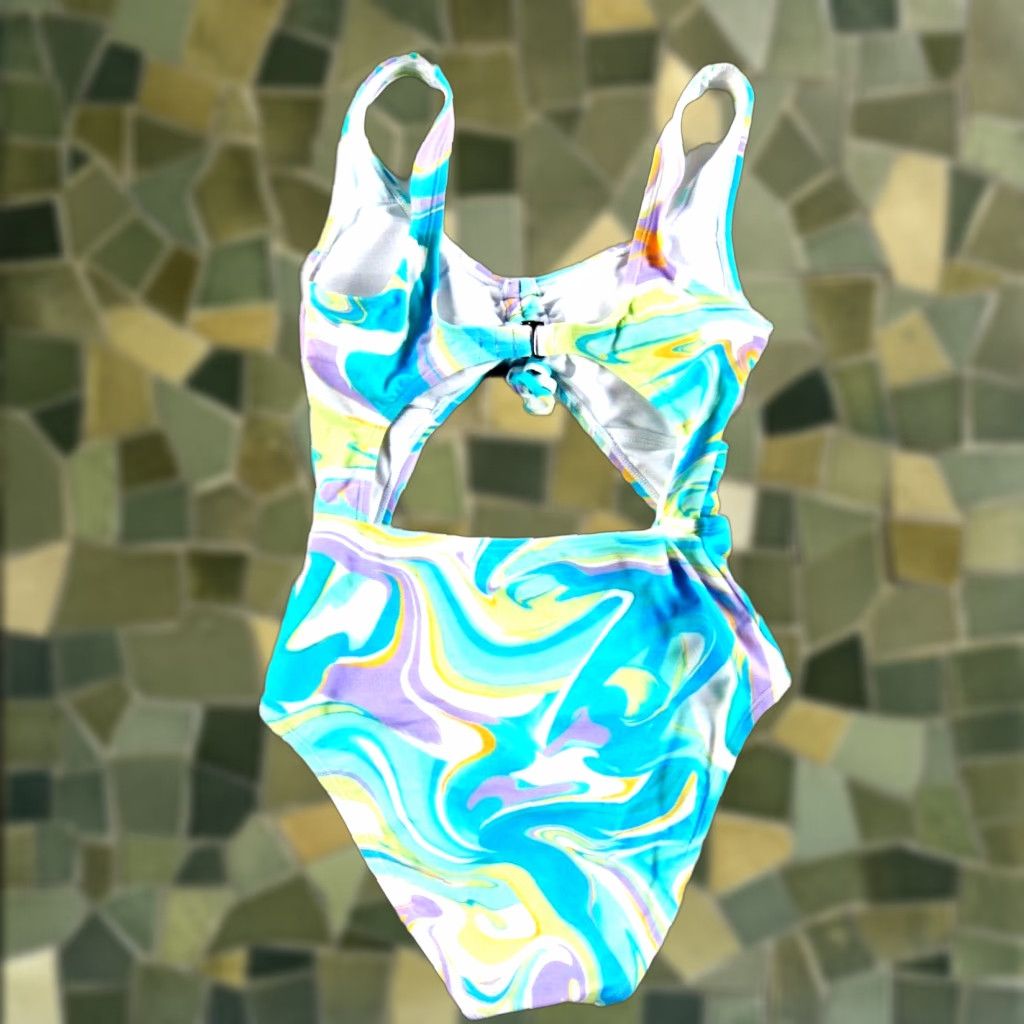 Vintage Ninety-Nine Blue Purple Green Tie Dye One Piece Swimsuit Small Women Size ONE SIZE - 1 Thumbnail