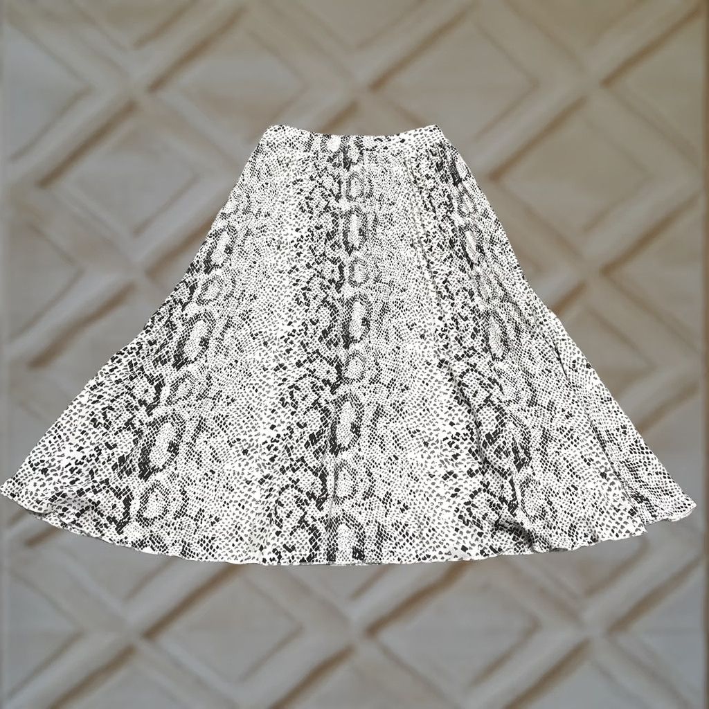 J.Crew J. Crew Snake Skin Pleated Midi Skirt Womens 0 White Gray Animal Print Lined Size 25" / US 0 / IT 36 - 1 Thumbnail