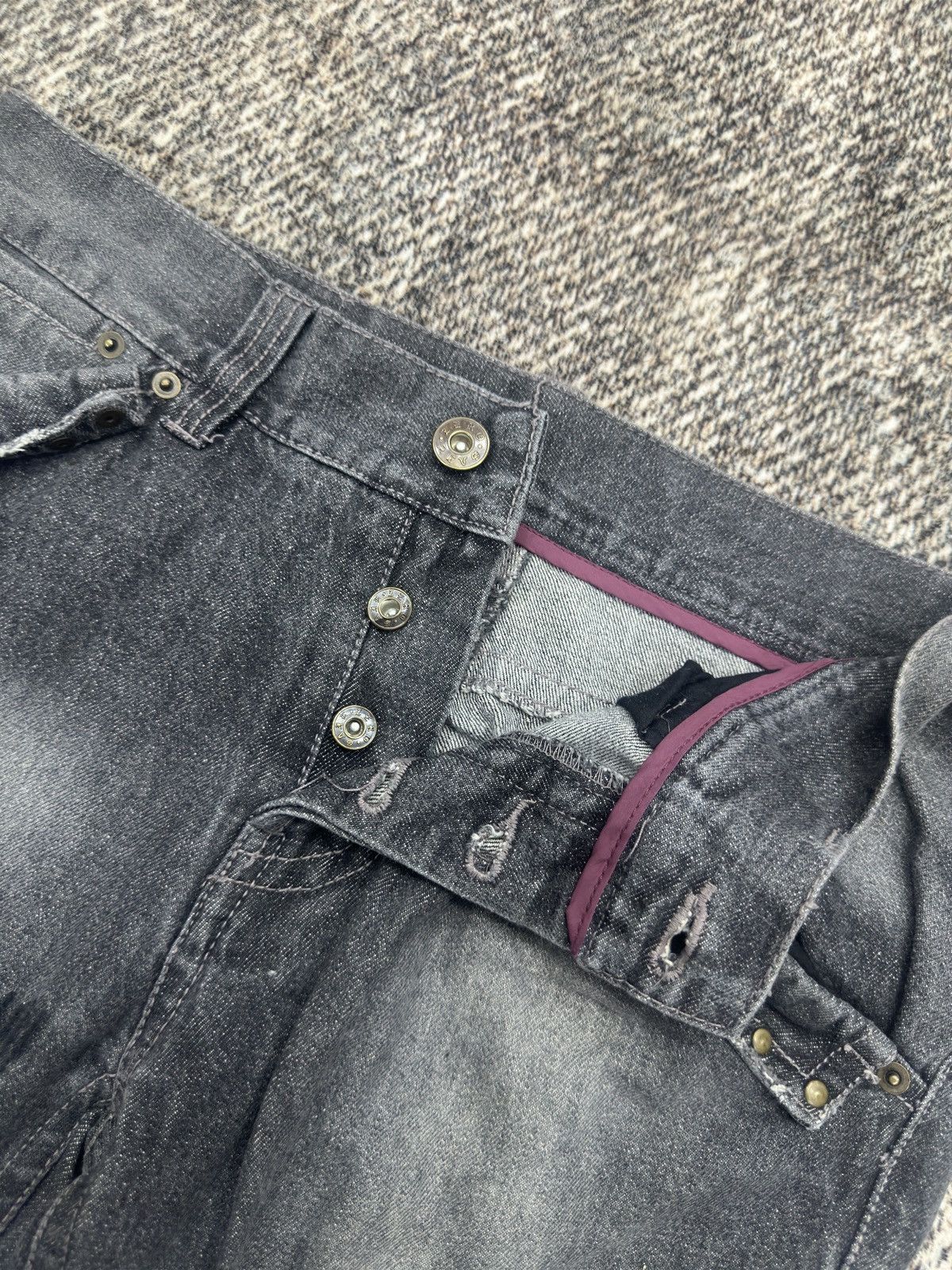 If Six Was Nine × Japanese Brand × Le Grande Bleu (L.G.B.) Zero Sail Distressed Zig Zag Black Wash denim Size US 34 / EU 50 - 8 Thumbnail