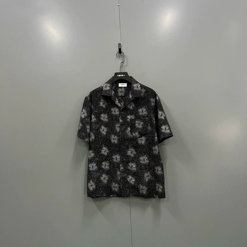 Celine Celine Black Logo Print Short Sleeve Shirt-yf Size US M / EU 48-50 / 2 - 1 Thumbnail