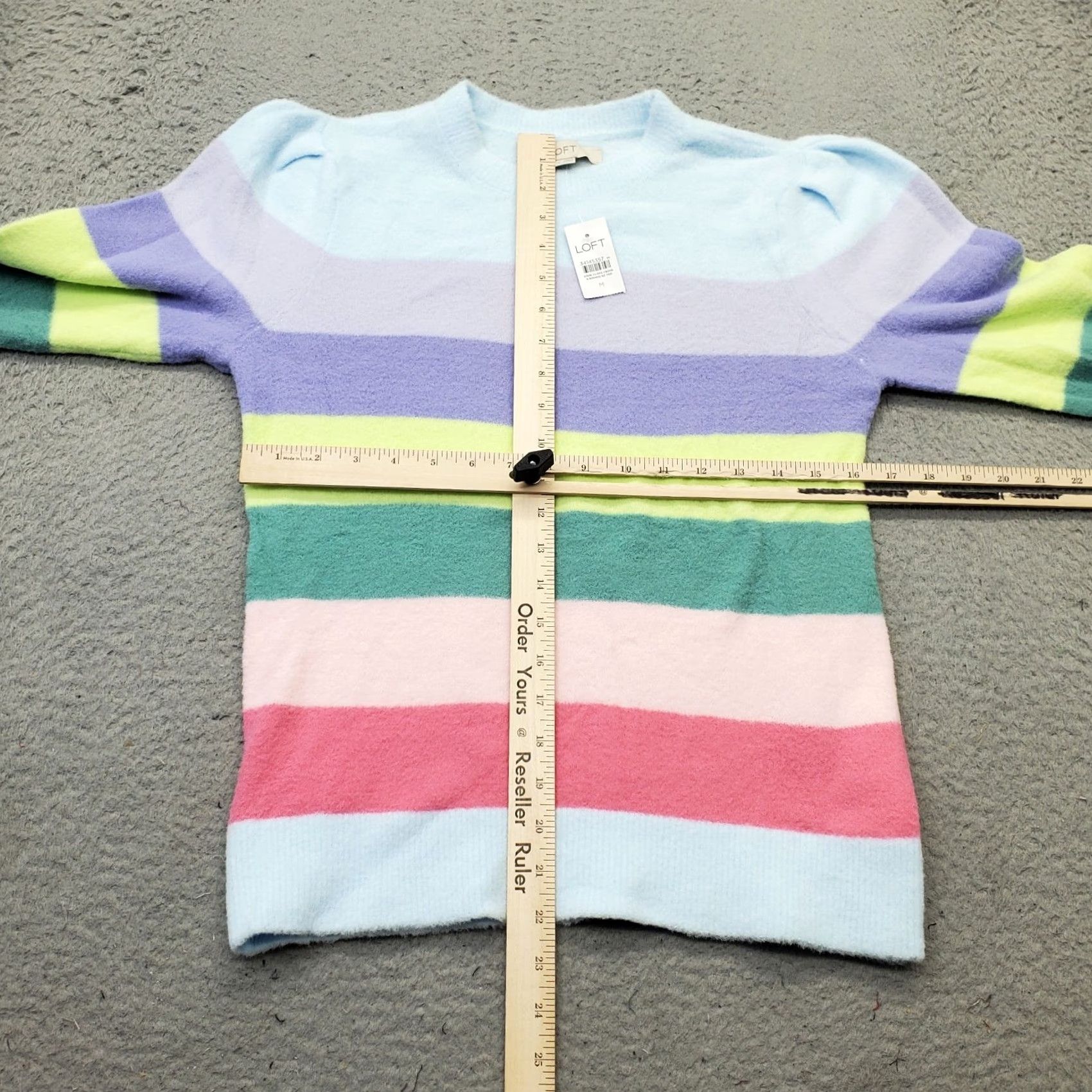 Loft LOFT Sweater Womens M Multicolor Striped Raglan Sleeve Crew Neck Pullover Size M / US 6-8 / IT 42-44 - 3 Thumbnail