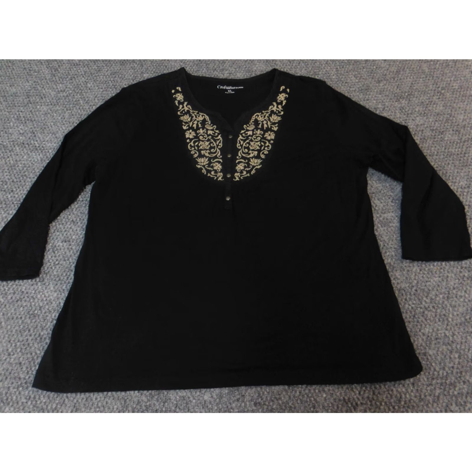 Croft & Barrow Croft & Barrow Blouse Womens XL Black Crew Neck Pullover Stretch Casual Shirt Regular Size XL / US 12-14 / IT 48-50 - 2 Thumbnail