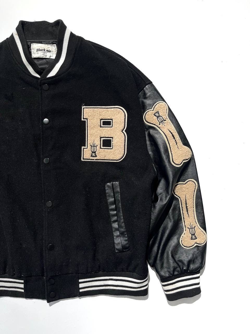 Vintage Black Air Skeleton Wool Baggy Varsity Jacket Size US L / EU 52-54 / 3 - 2 Thumbnail