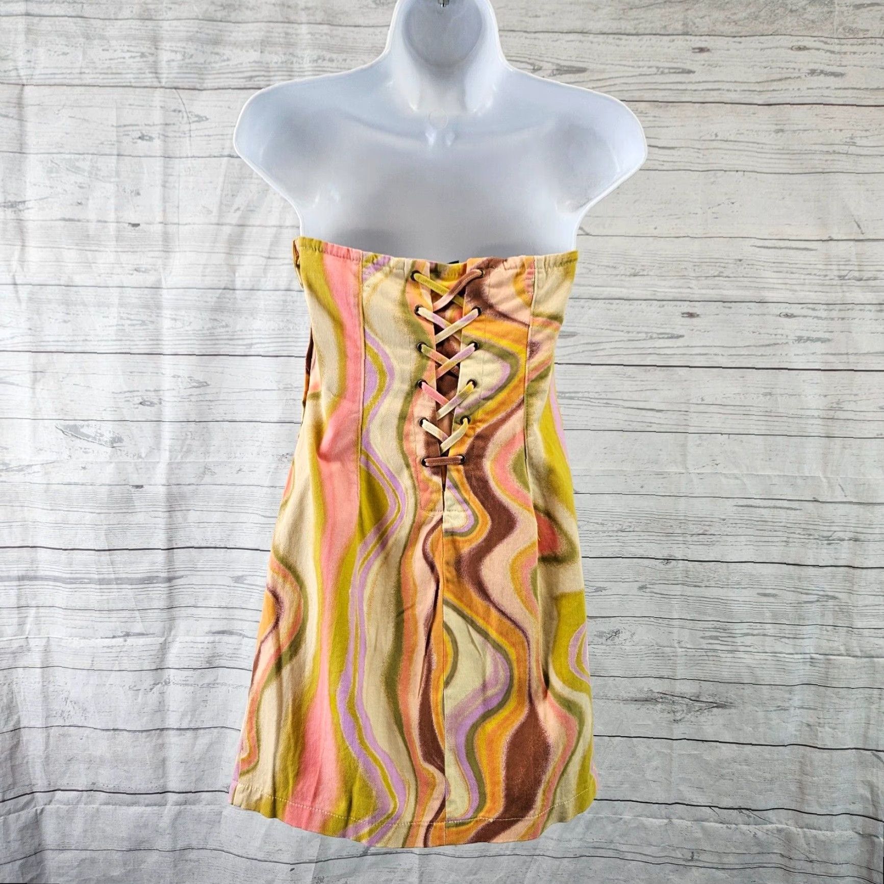 Vintage VINTAGE Wild Fable Womens Mini Dress L Pink Green Removeable Straps Cotton Blend Size L / US 10 / IT 46 - 4 Thumbnail