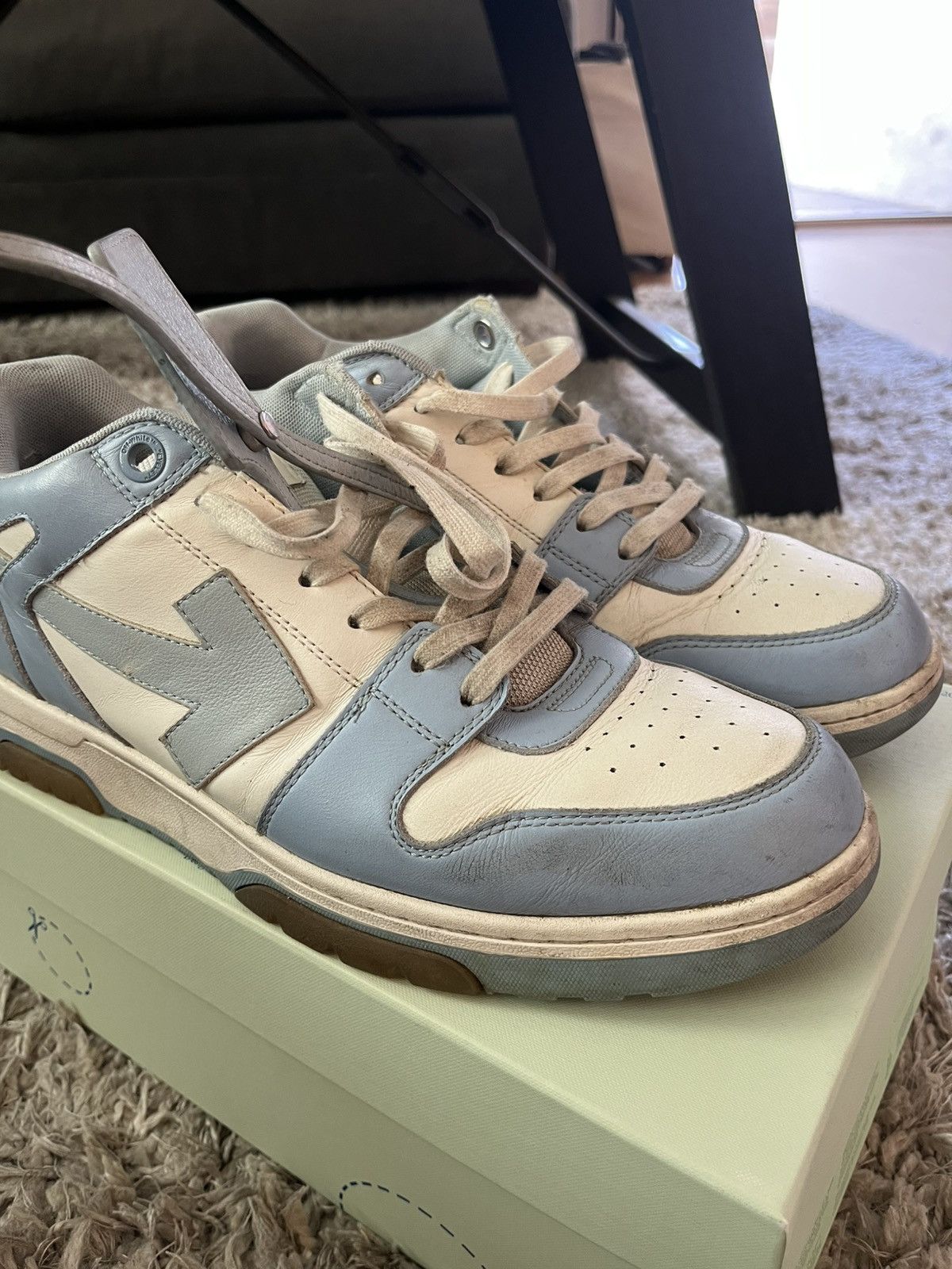 Off-White Off White Out Of Office Calf Leather Sneaker Light Blue Size US 13 / EU 46 - 9 Thumbnail