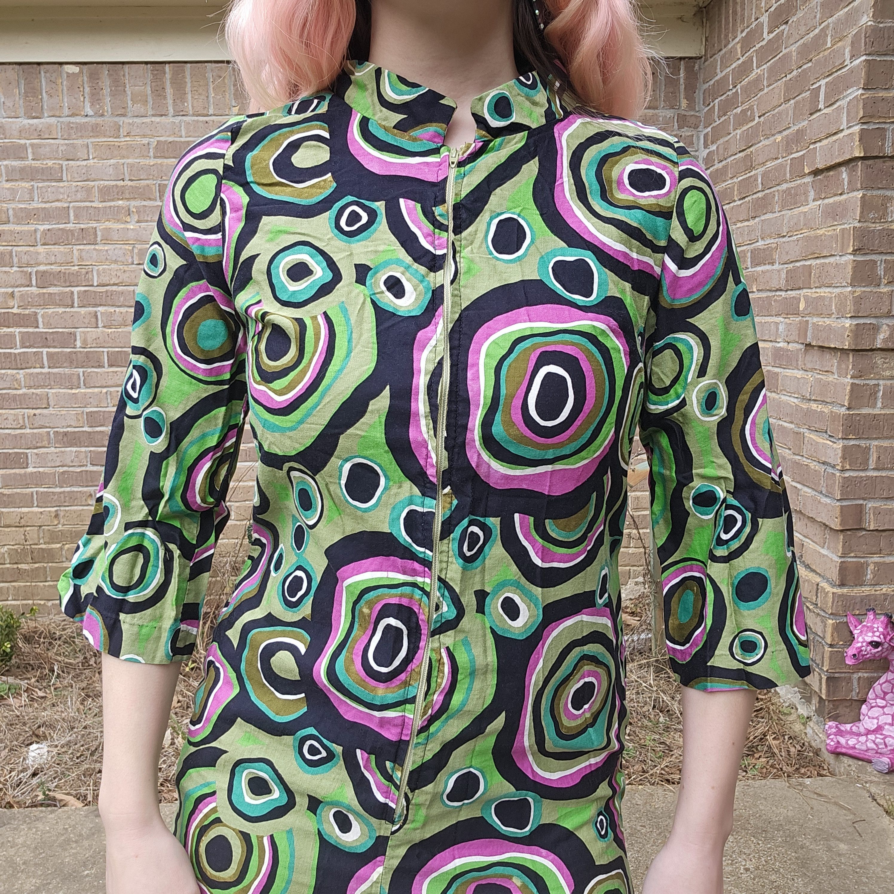 Other 60's Vintage Psychedelic Print Lounge Craft Jumpsuit Size 28" / US 6 / IT 42 - 4 Thumbnail