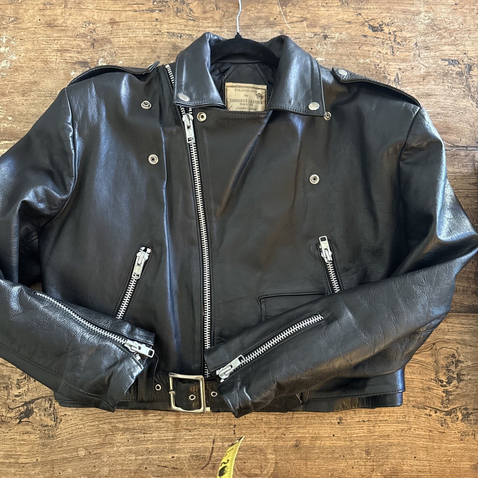 Vintage 80s Espinoza'a Leather Biker Leather Jacket size 46