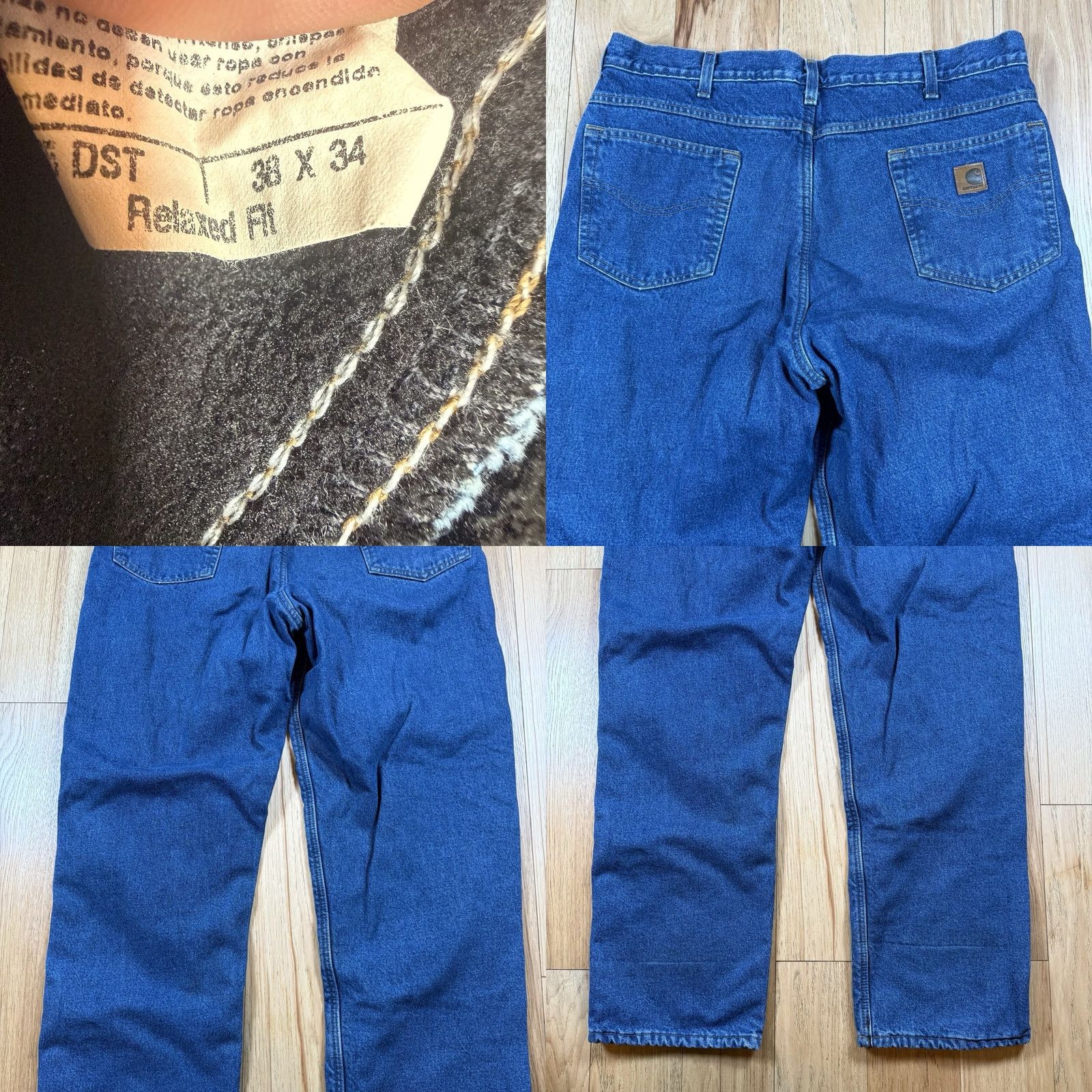 Carhartt VINTAGE Carhartt Jeans Denim Blue Lined Quilted Relaxed Fit Mens 32x34 Inseam 34 Straight Workwear Size US 32 / EU 48 - 8 Thumbnail