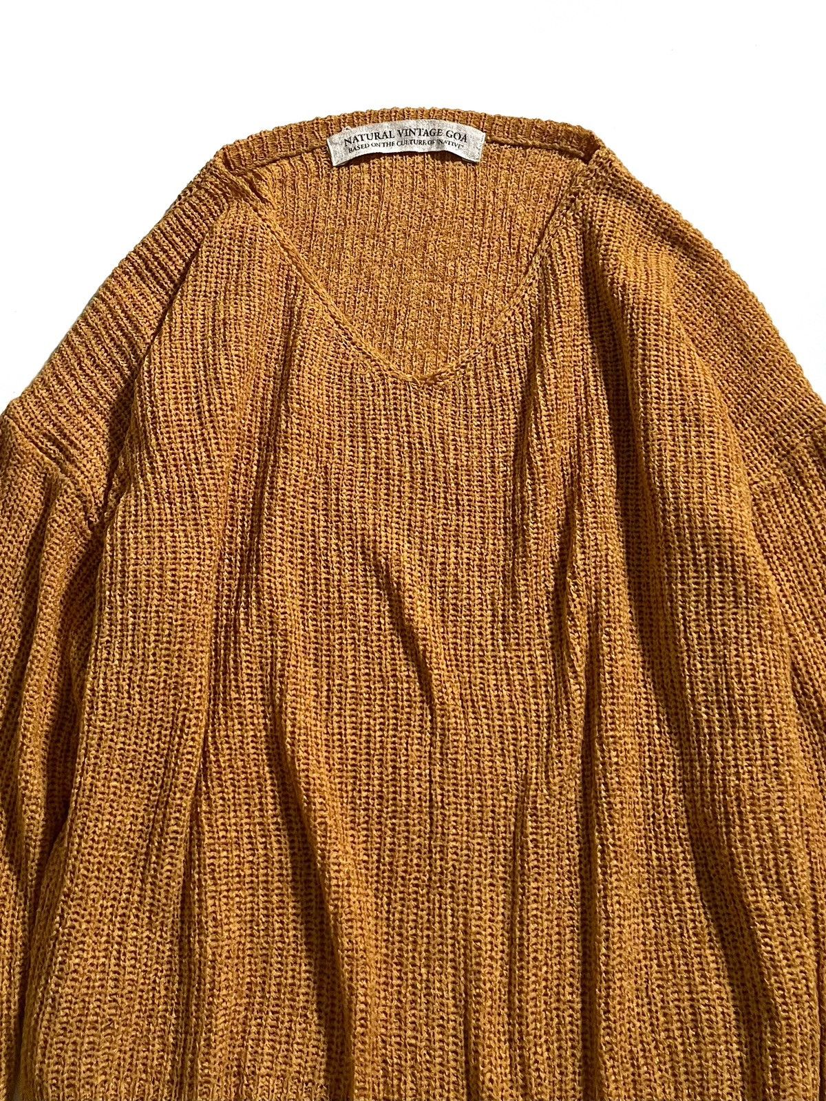 Japanese Brand Natural Vintage GOA Mustard Knit Sweater 00s Size ONE SIZE - 2 Thumbnail