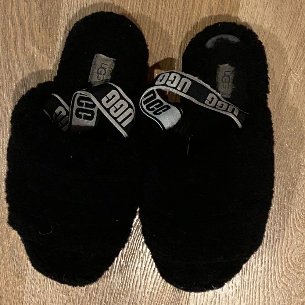 Ugg Ugg Sling Back Slippers Fuzzy Black Size US 8 / IT 38 - 2 Thumbnail
