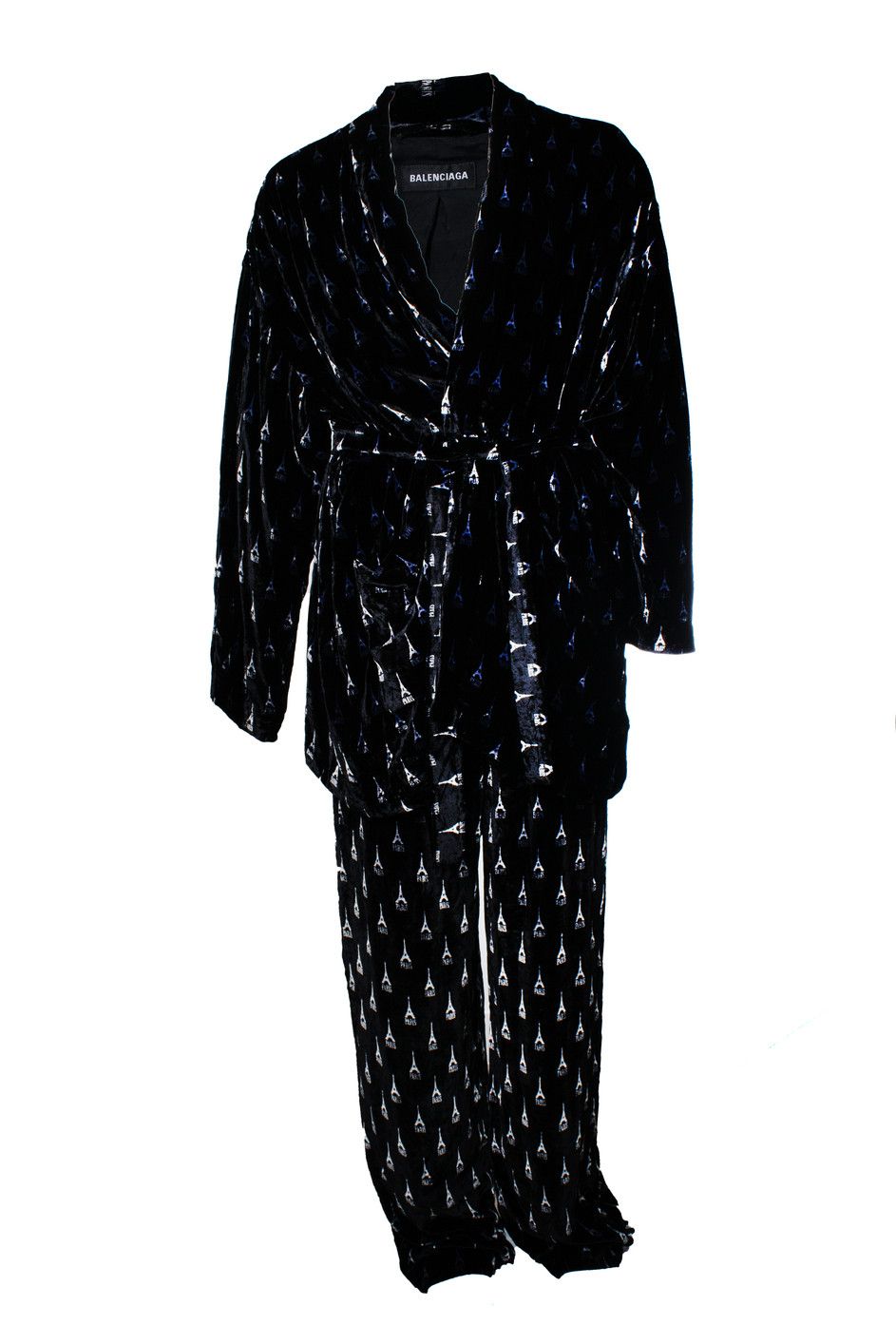 Balenciaga Balenciaga, black velour eiffeltower pyjama suit Size US L / EU 52-54 / 3 - 1 Thumbnail