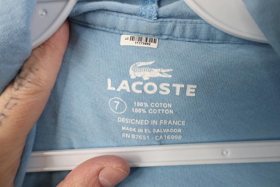Lacoste Vintage Y2K Lacoste Logo Hoodie T-Shirt Carolina Blue Cotton Size US XL / EU 56 / 4 - 9 Thumbnail