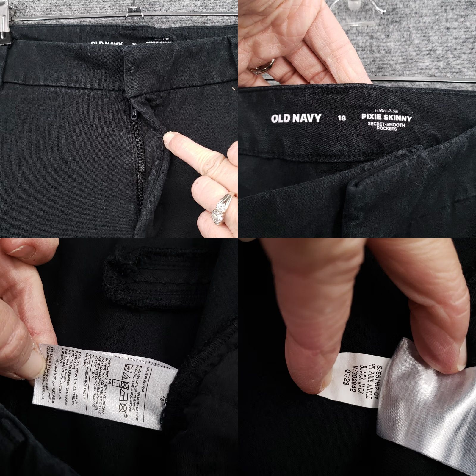 Old Navy Old Navy Women 18 Black Pixie Skinny High Rise Pants Ankle Secret Smooth Pockets Size 40" / US 18 - 8 Thumbnail