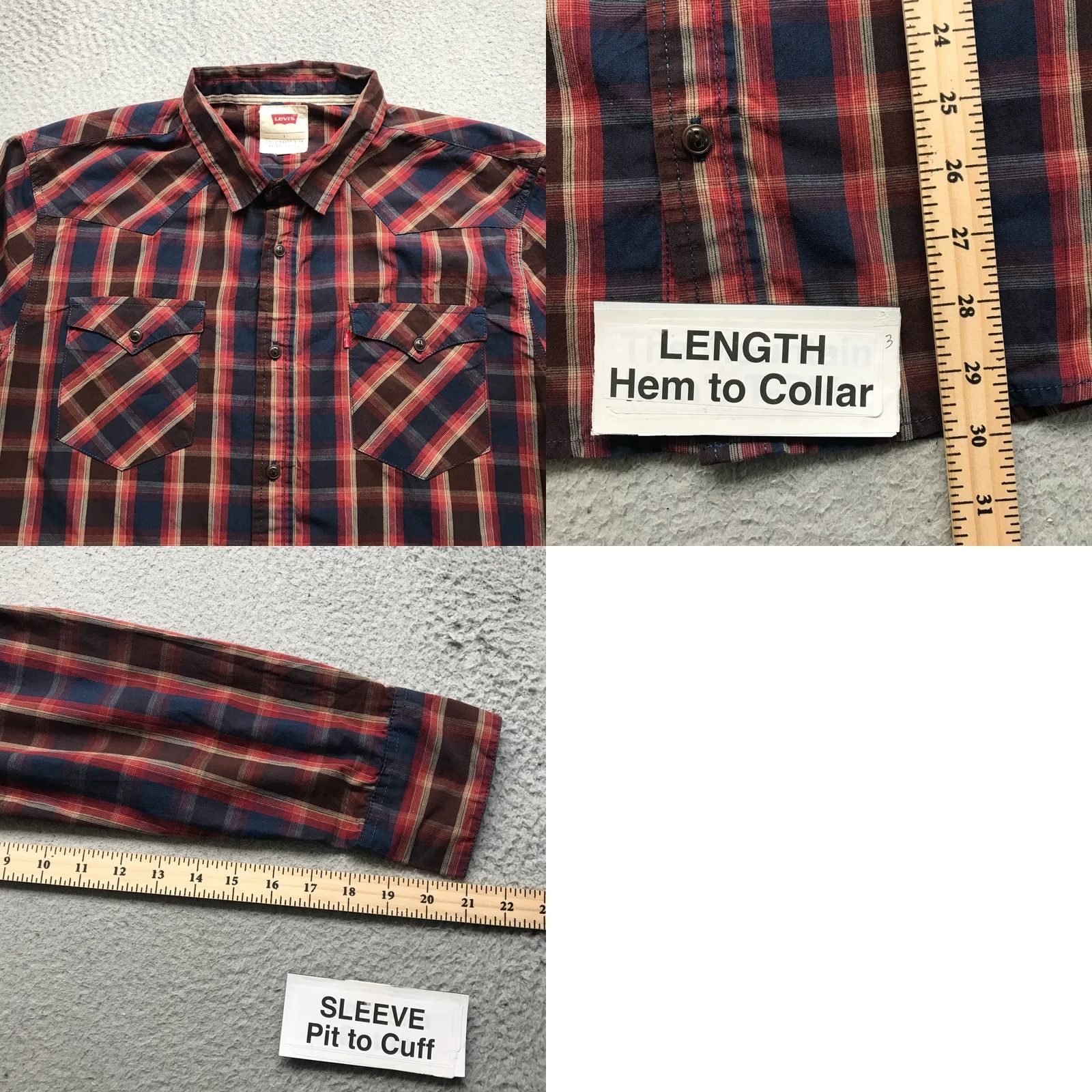 Levi's Levis Strauss & Co. Button Up Shirt Mens Large L Plaid Maroon Red Blue Size US L / EU 52-54 / 3 - 8 Thumbnail