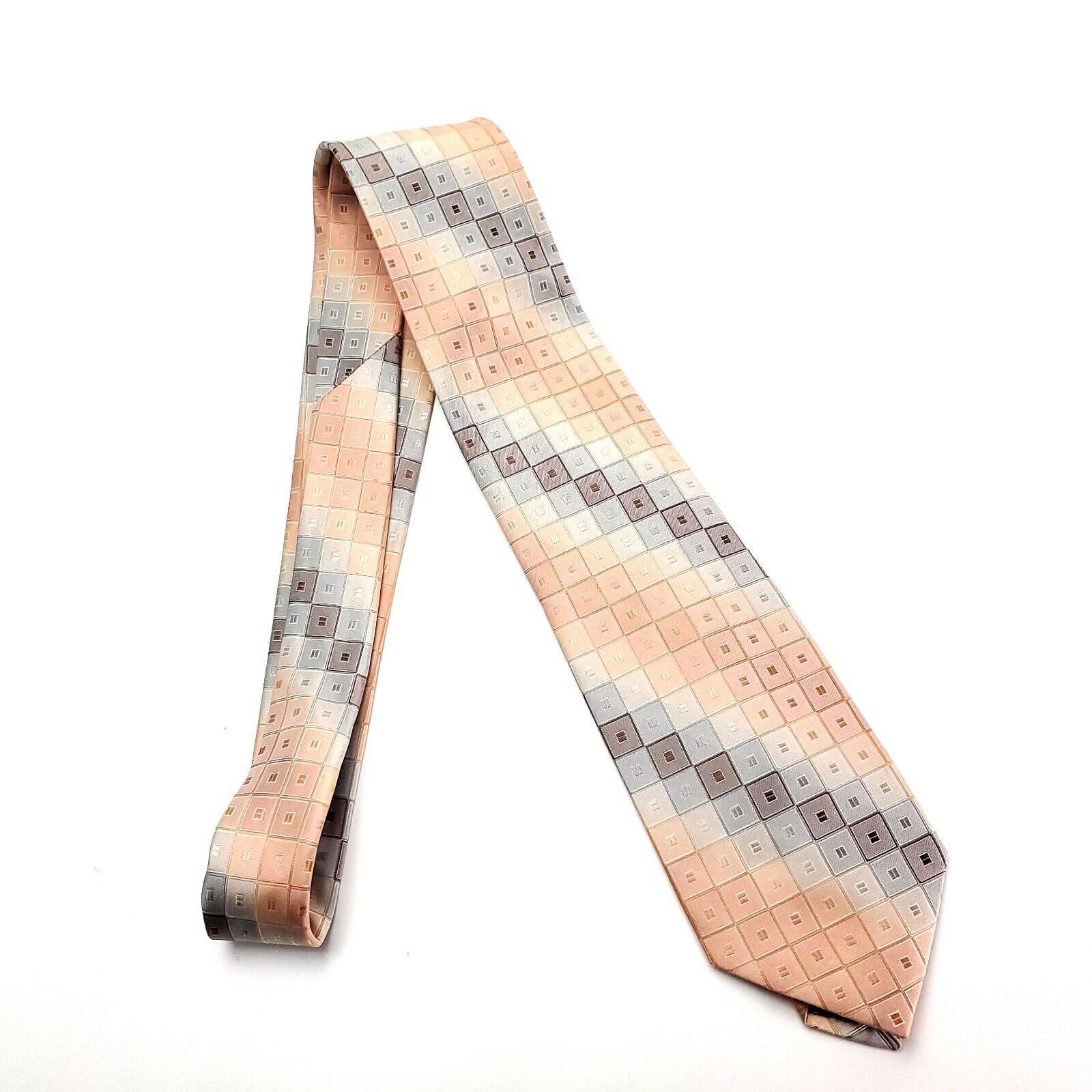 Van Heusen Van Heusen Silk Tie Peach Geometric Woven Size ONE SIZE - 6 Thumbnail