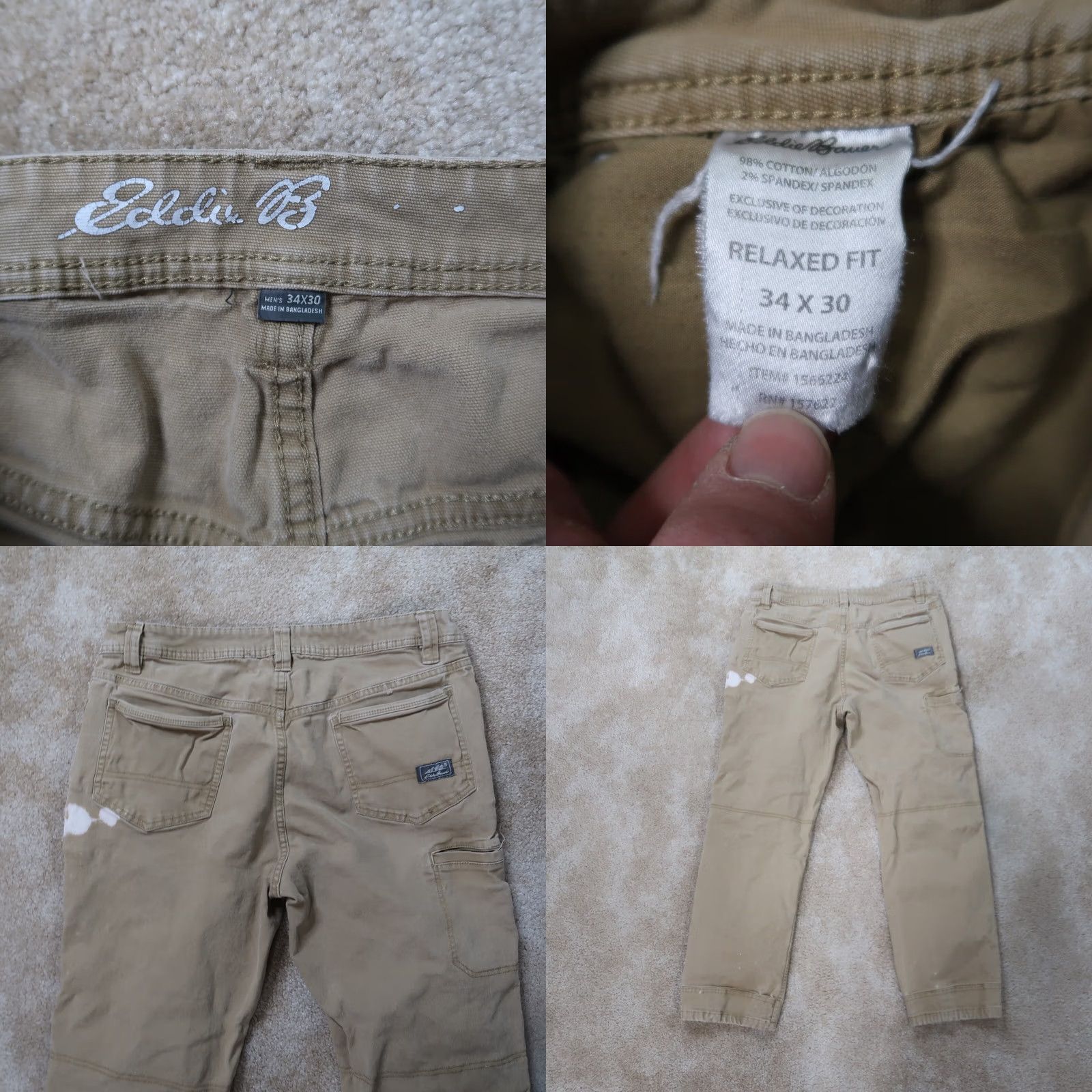Eddie Bauer Eddie Bauer Pants Straight Leg Khaki Beige 34x30 Men’s Canvas Distressed Casual Workwear Size US 34 / EU 50 - 8 Thumbnail