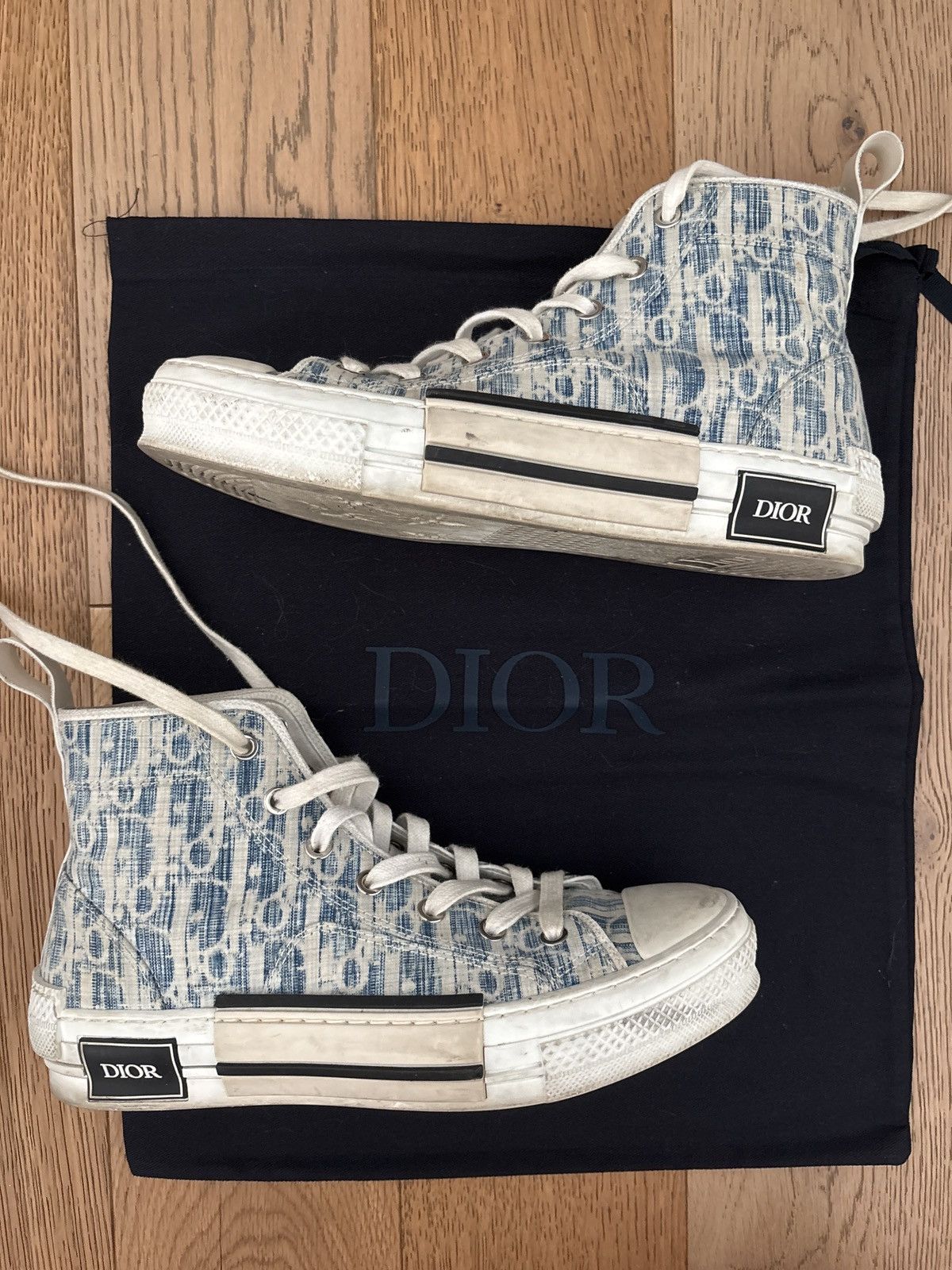 Dior Dior B23 High-Top Sneakers – Blue Oblique Kasuri Jacquard Size US 8.5 / IT 38.5 - 1 Thumbnail