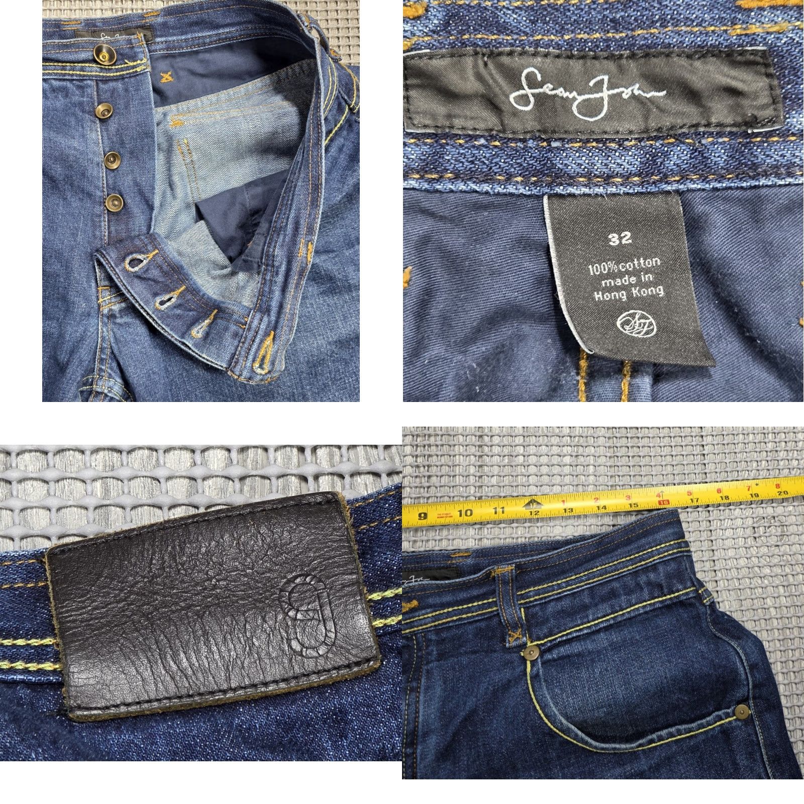 Sean John VINTAGE Sean John Baggy Jeans 32x29 Blue Fade Skater Grunge Wide-Leg Button Fly 90s Mens Jeans Size US 32 / EU 48 - 8 Thumbnail