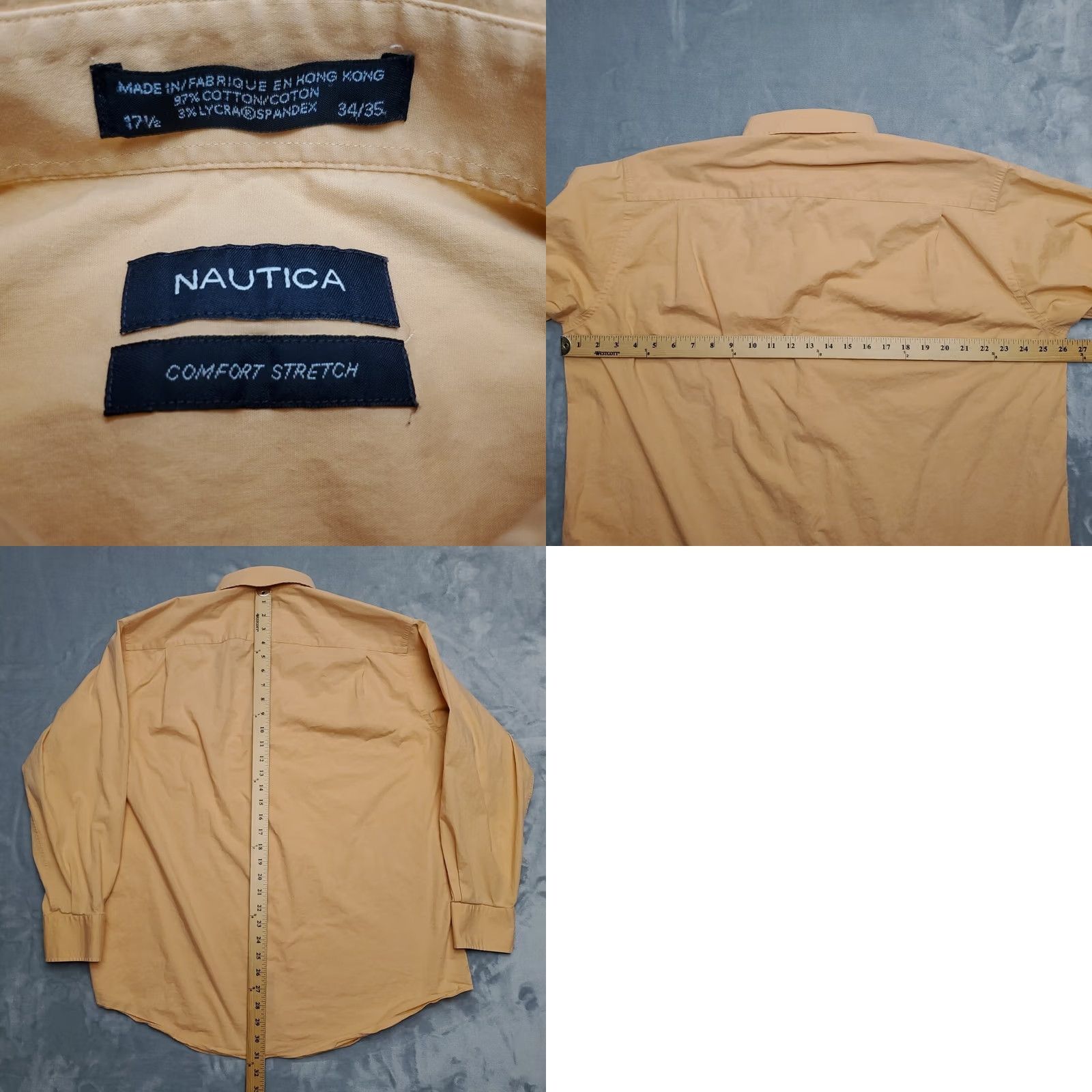 Nautica Nautica Shirt Mens 17.5 Peach Long Sleeve Button Up Dress Casual Stretch Size US S / EU 44-46 / 1 - 8 Thumbnail
