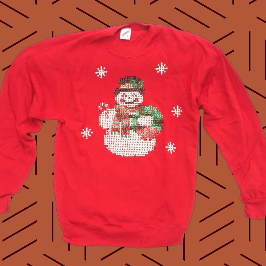 Jerzees VINTAGE Jerzees Sequin Snowman Ugly Christmas Sweatshirt Women's M Red Body Size M / US 6-8 / IT 42-44 - 1 Thumbnail