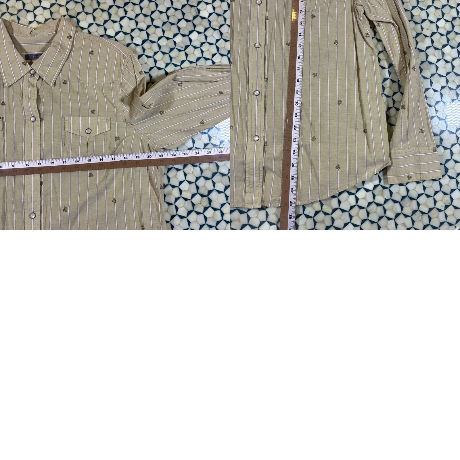 Liz Claiborne Liz Claiborne Western Tan Striped Floral Long Sleeve Snap Front Shirt Women's XL Size XL / US 12-14 / IT 48-50 - 8 Thumbnail