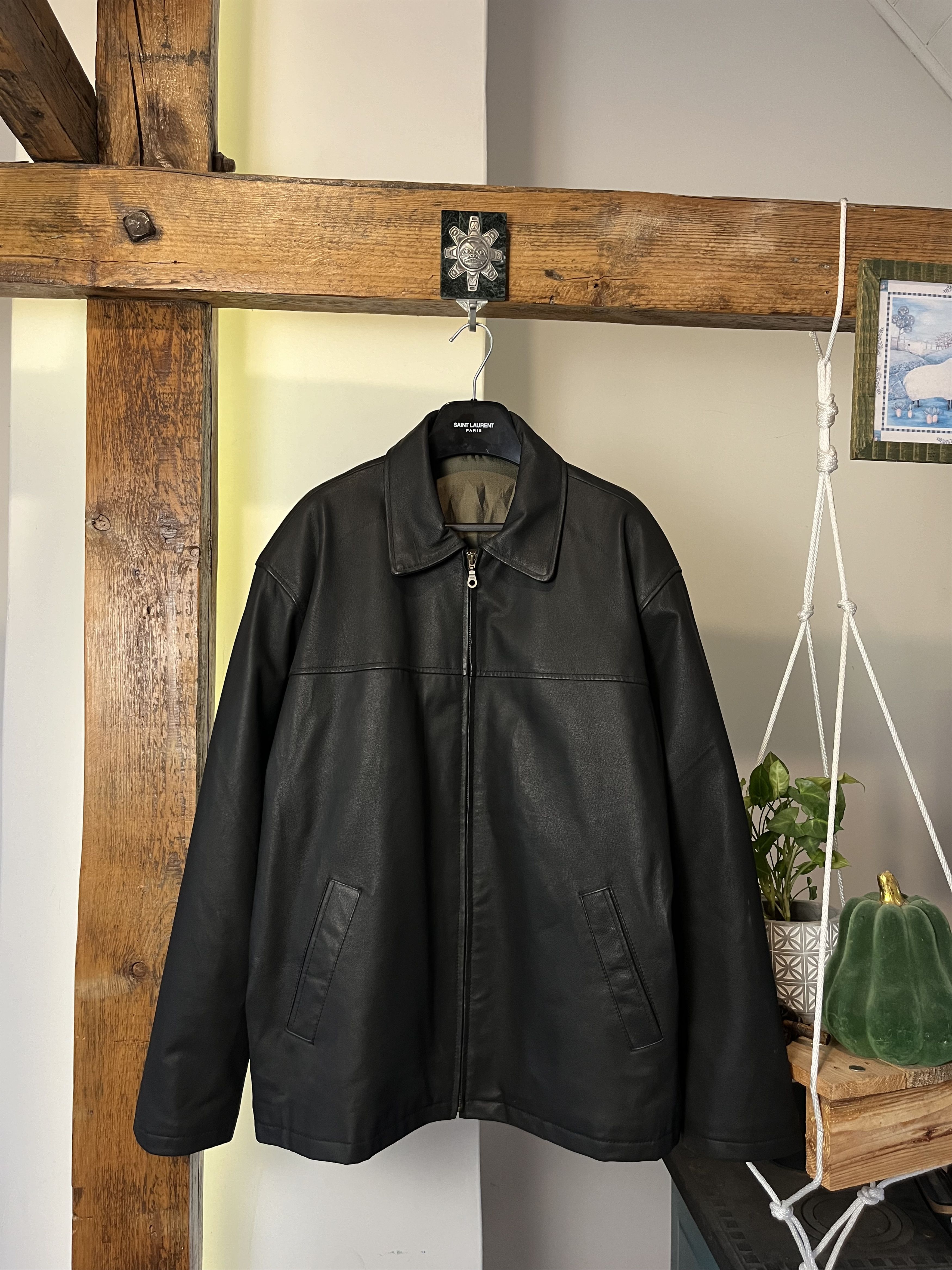 90s Real Leather Opium Oversized Jacket