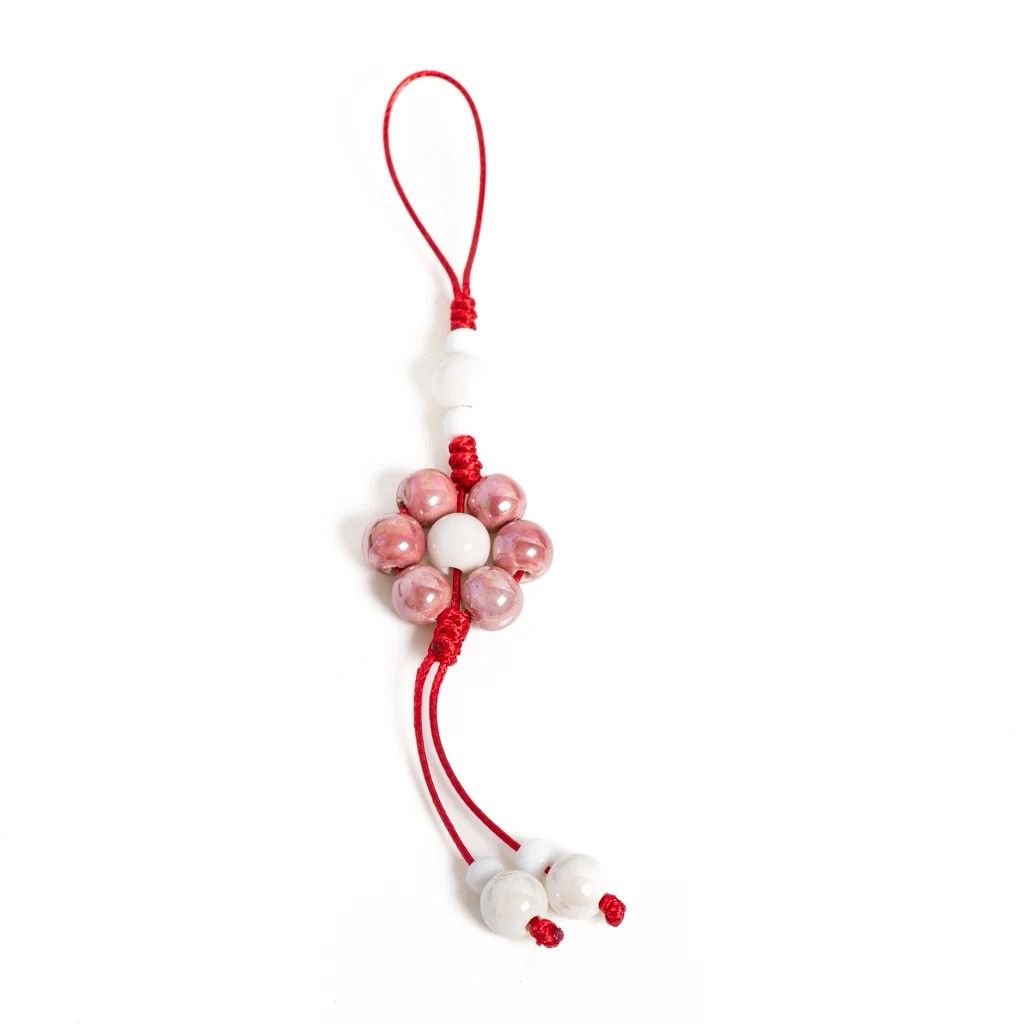Handmade Flower Ceramic Keychain Unique Bag Pendant Gift For Her Size ONE SIZE - 2 Thumbnail