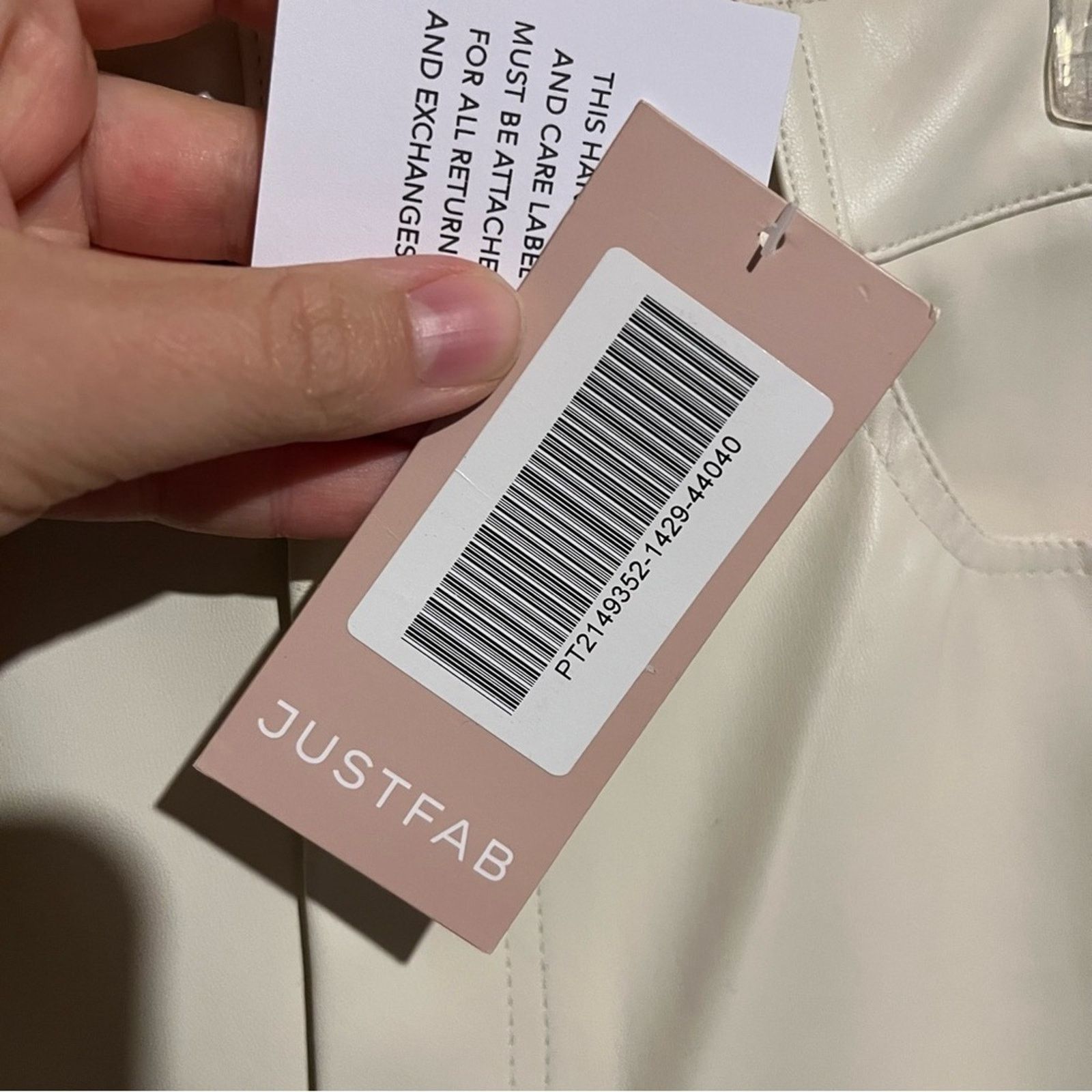 Other JUSTFAB NWT Faux Leather straight leg pants, Cream Beige Size 32" / US 10 / IT 46 - 3 Thumbnail