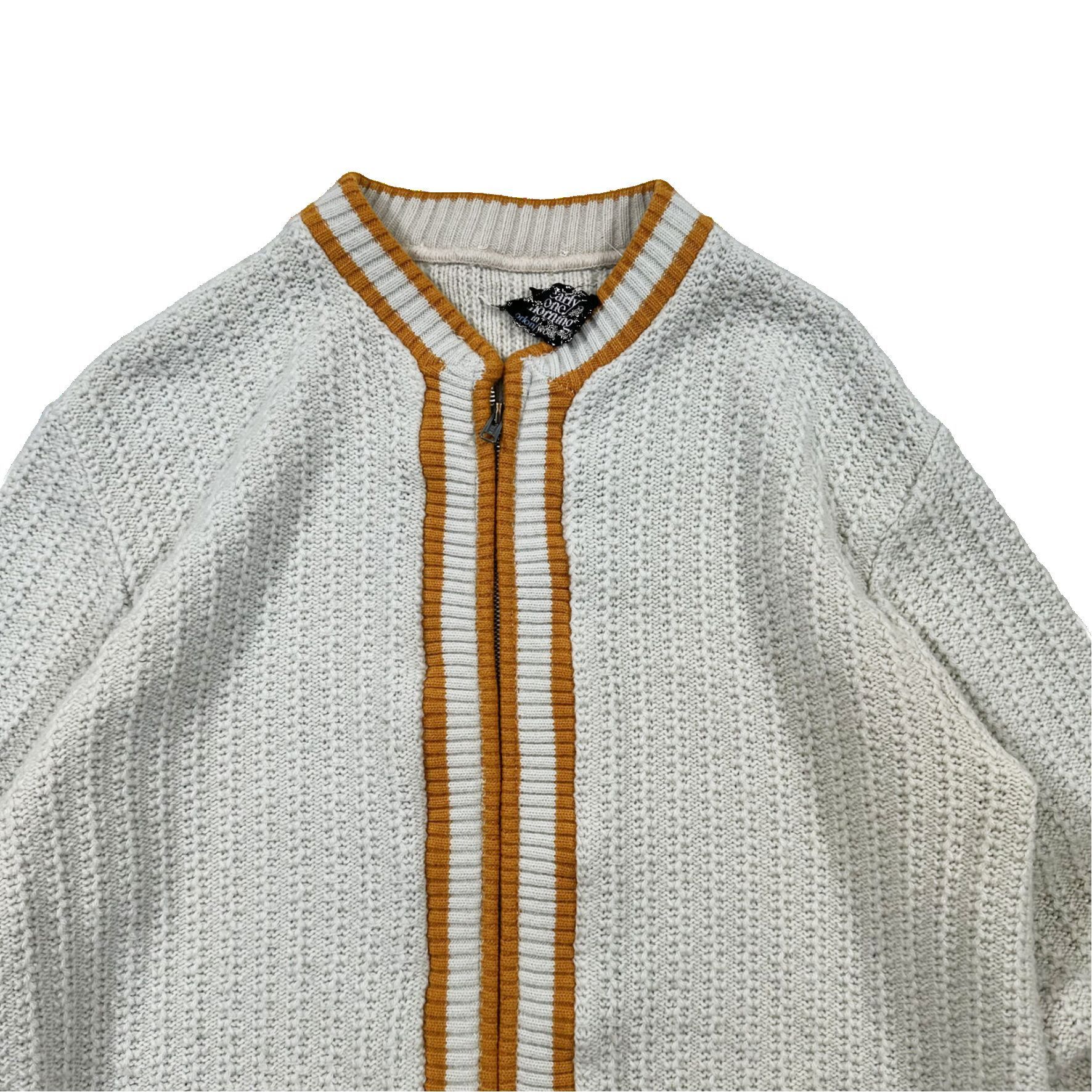 Vintage Vintage 90s Gold Beige Knit Zip Up Sweater Size US L / EU 52-54 / 3 - 2 Thumbnail