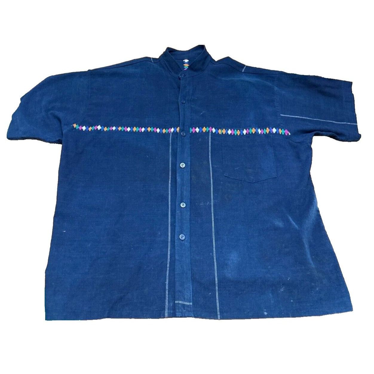 Other CCC Guatemalan Made Cotton Acrylic Mens Short Sleeve Navy Bl Size US XXS / EU 40 - 6 Thumbnail