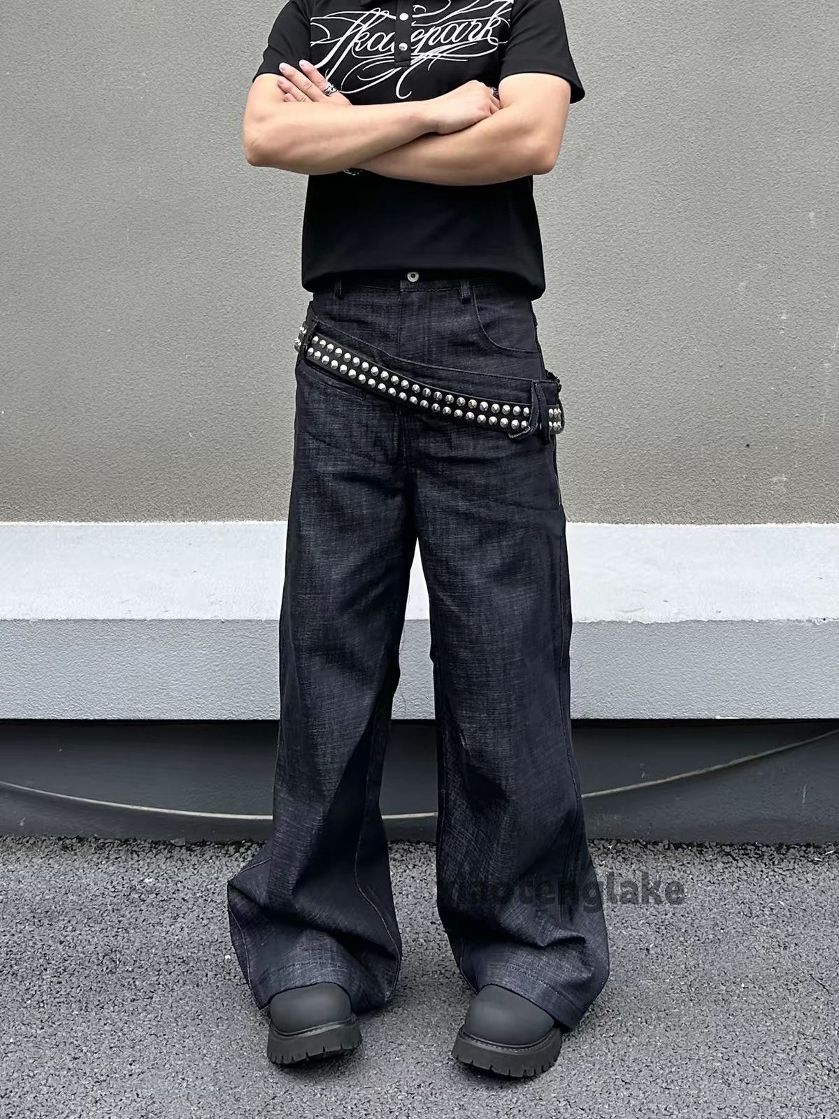 Jean zx kapital junyawatanabe style patchwork punk zipper jeans