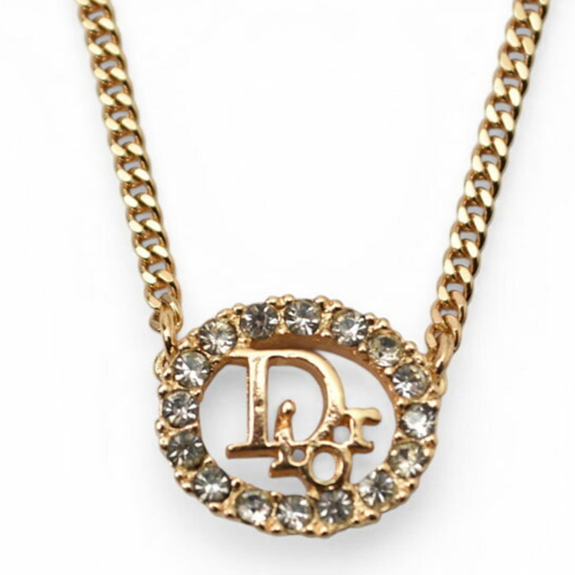 Dior Christian Dior necklace, rhinestone, gold. Size ONE SIZE - 1 Thumbnail