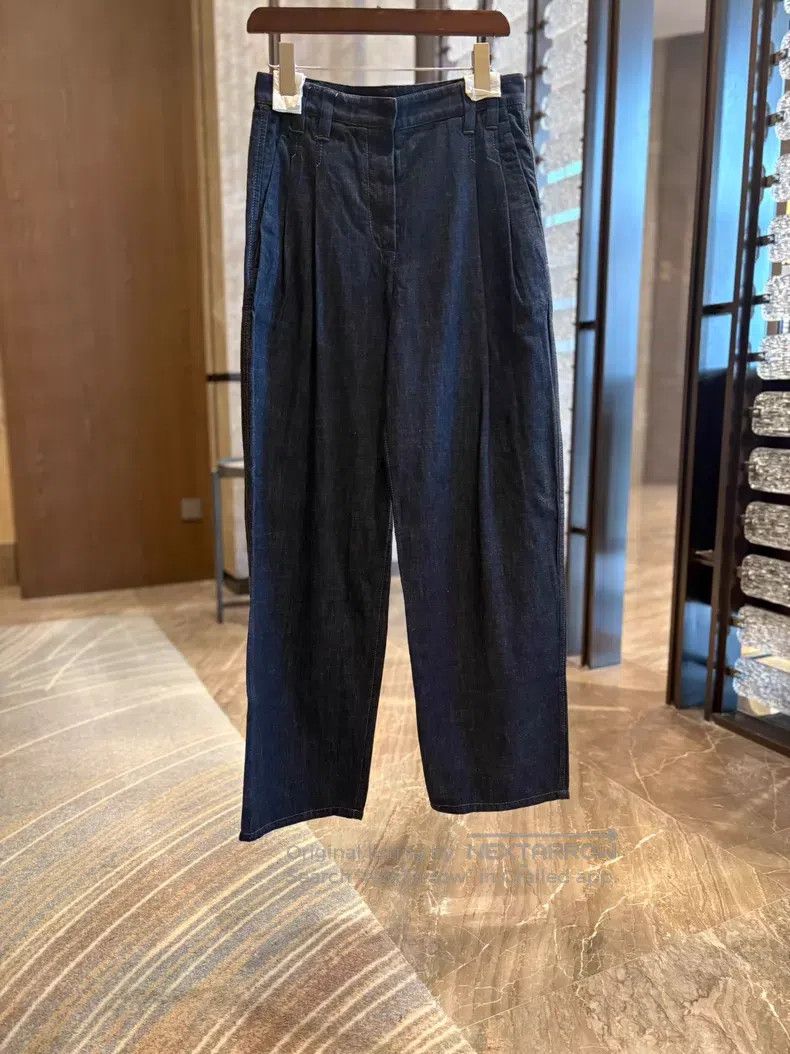 Brunello Cucinelli Brunello Cucinelli Women's Denim Wide Leg Pants Size 25" / US 0 / IT 36 - 1 Thumbnail