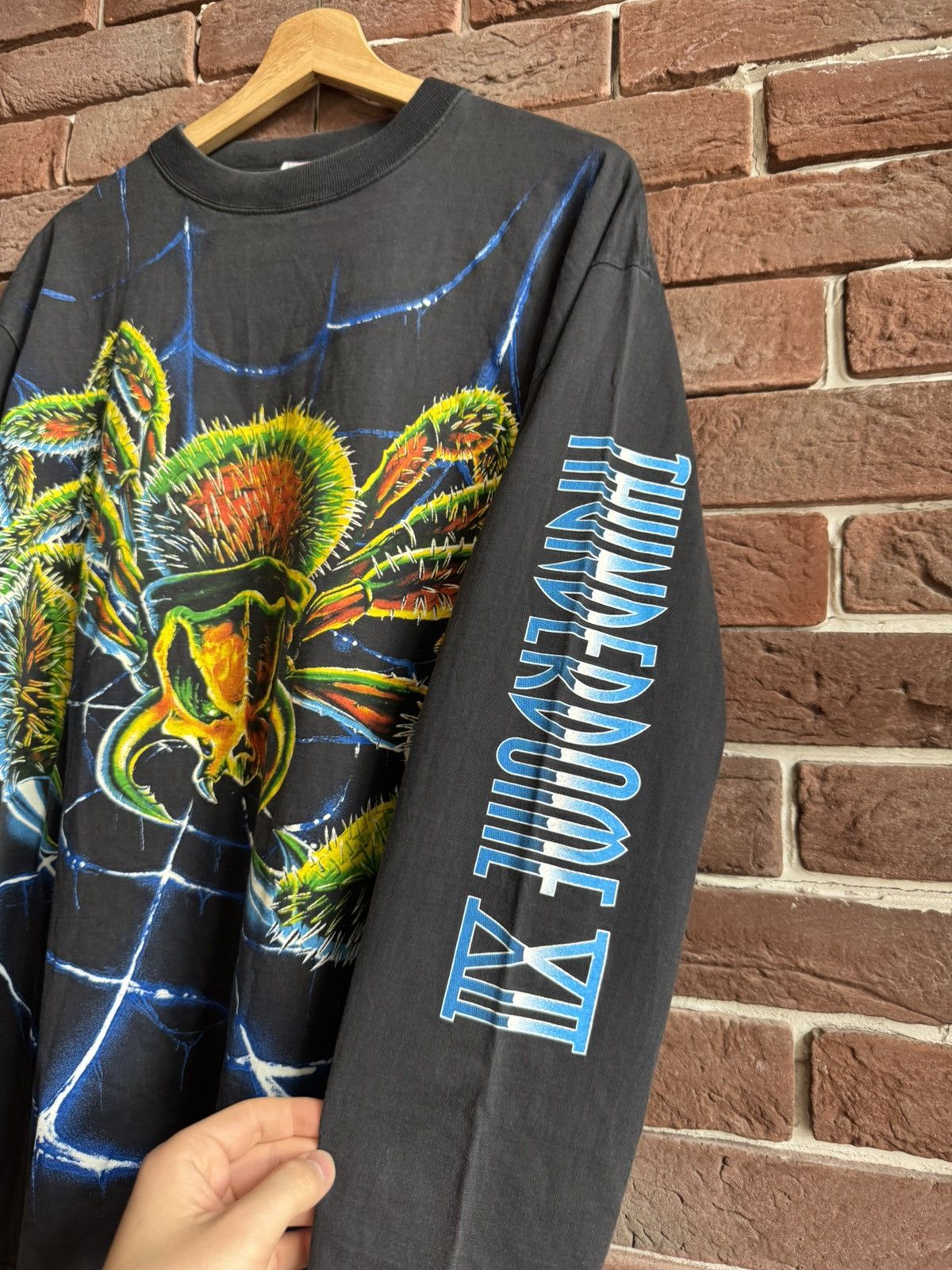 Thunderdome × Vintage Vintage 90s Thunderdome XII Spider Web Rare Band Tee Gabber Size US XL / EU 56 / 4 - 5 Thumbnail