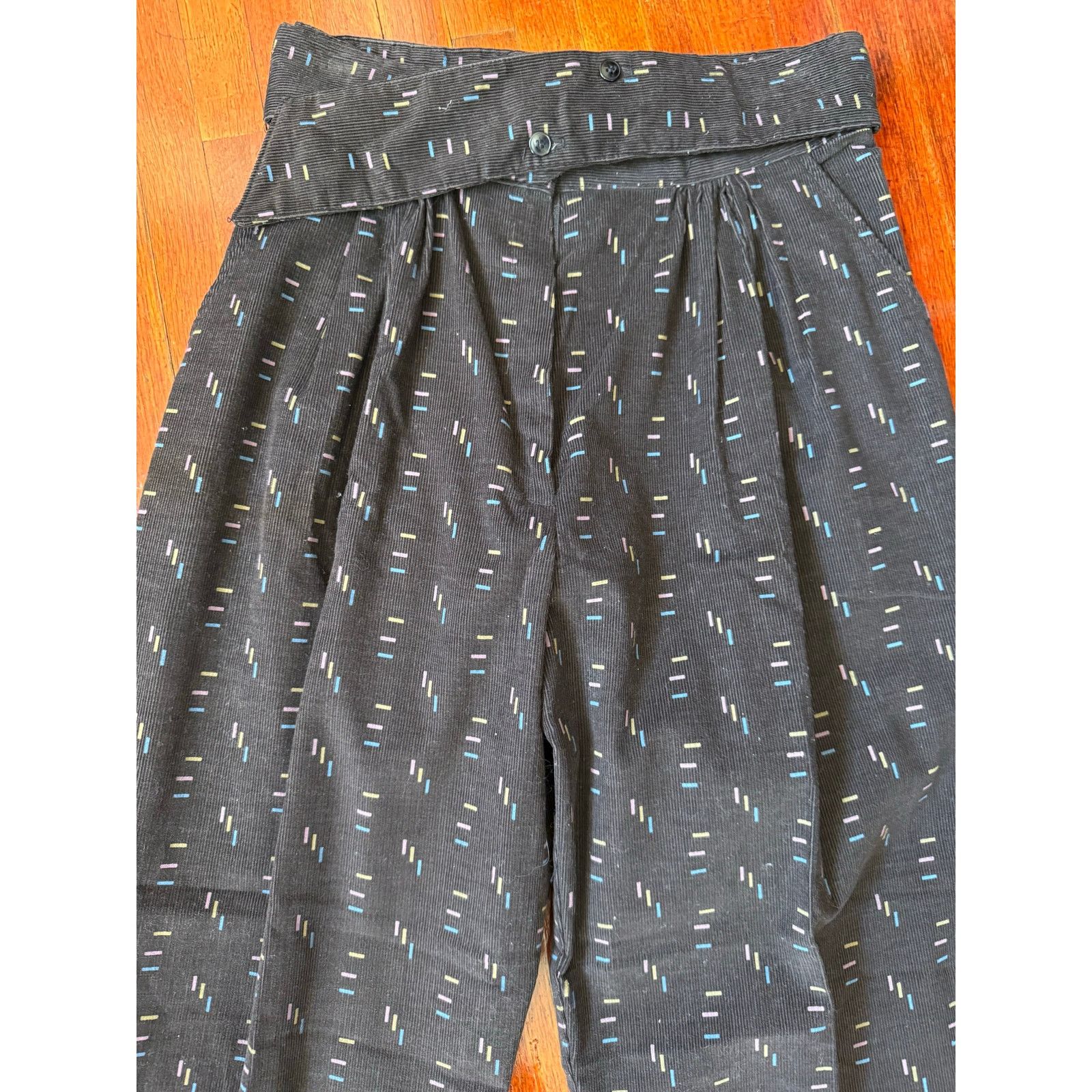 Vintage Vintage 70’s Union Made Black Corduroy Tapered Belt Pants XS Size 28" / US 6 / IT 42 - 2 Thumbnail
