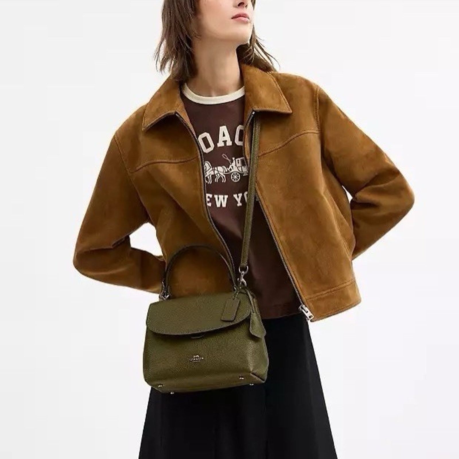 Coach NWT Coach Emory Top Handle Bag leather CCE53 QBOLV Olive Size ONE SIZE - 8 Thumbnail