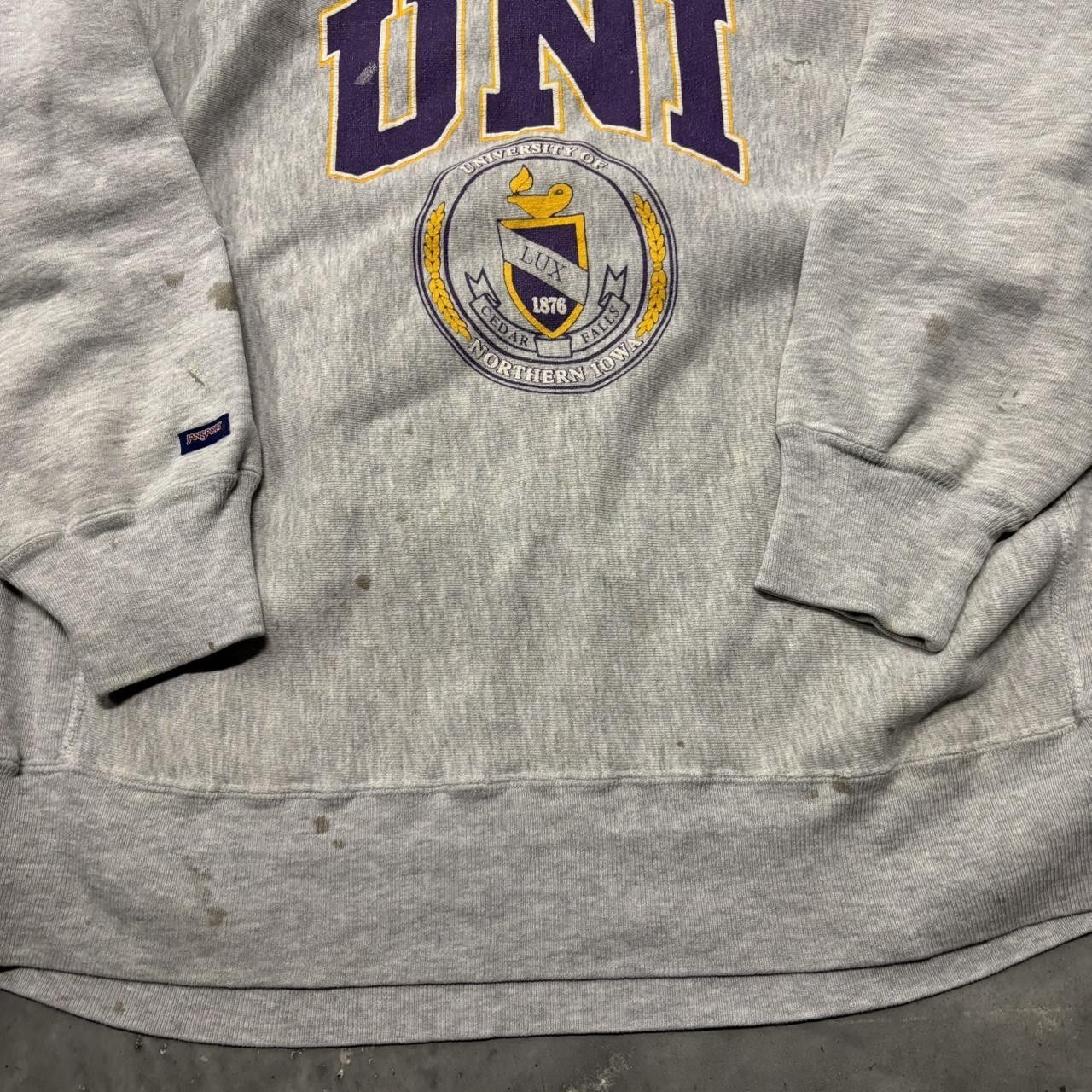 Japanese Brand × Vintage Crazy Vintage 90s Grey UNI University Of Northern Iowa Reverse Weave College Crewneck! Size US L / EU 52-54 / 3 - 5 Thumbnail
