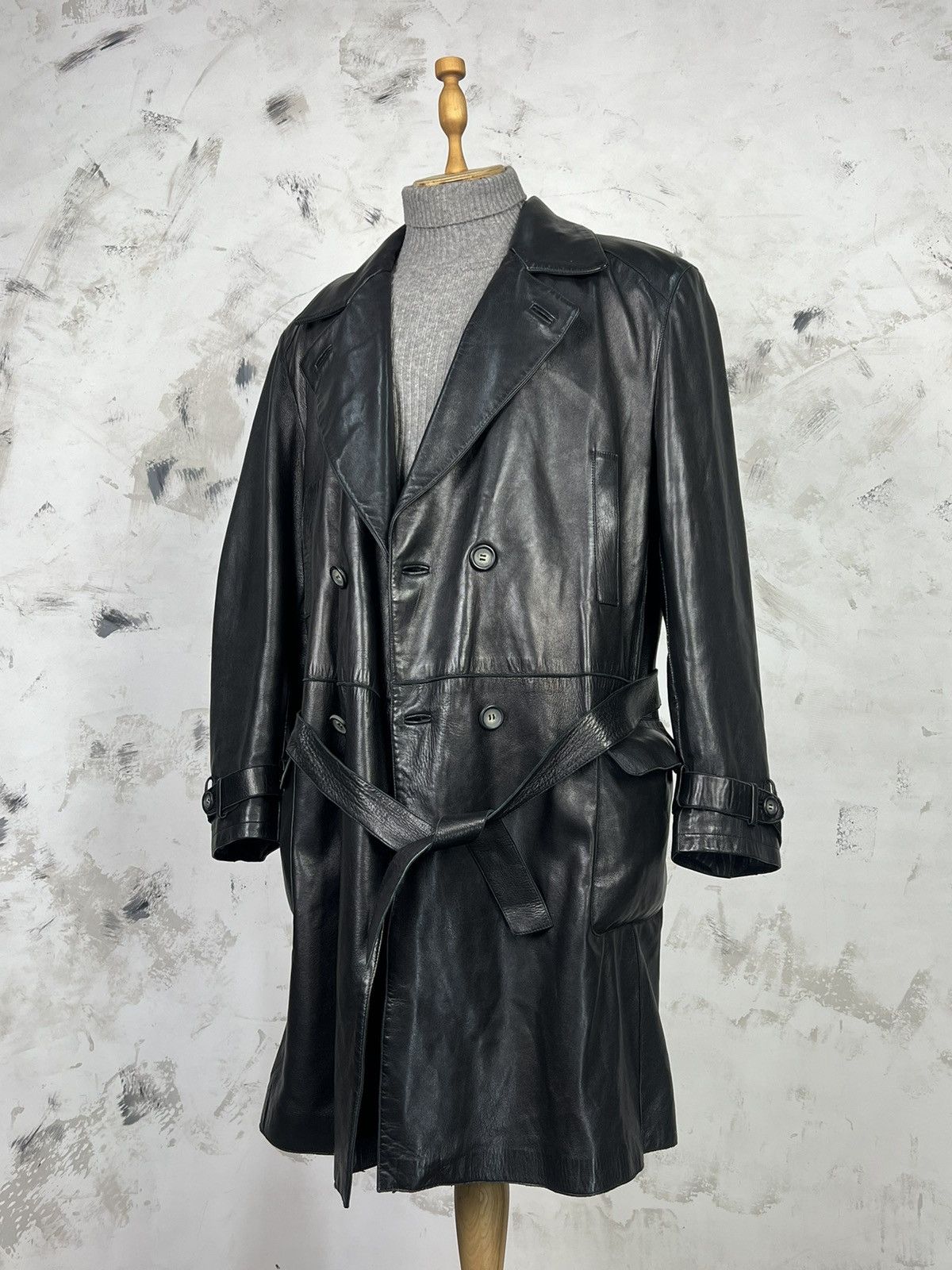 Genuine Leather Vintage Roberto Terrani Leather Trench Coat Jacket M - L 50 Size US L / EU 52-54 / 3 - 2 Thumbnail