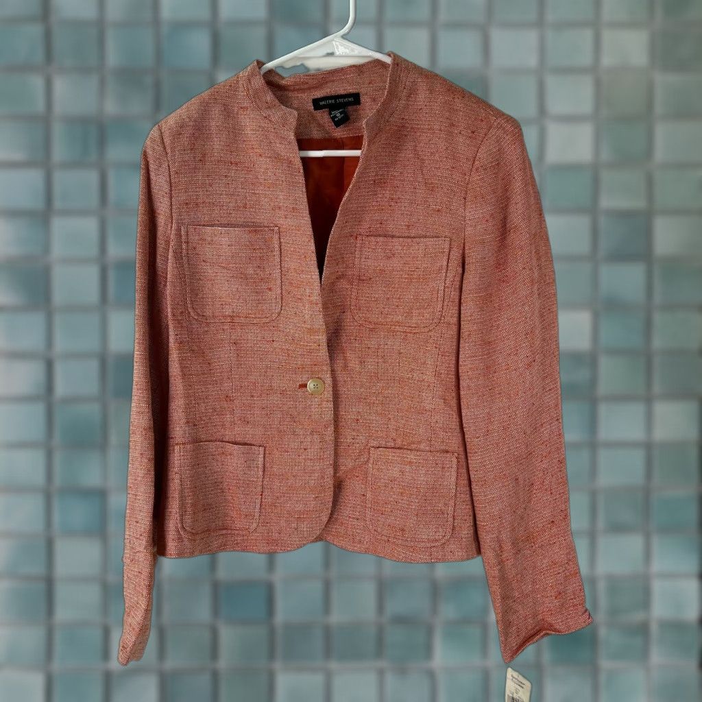 Vintage Valerie Stevens Blazer Shirt Womens Lined Pockets Orange Size 10 Regular Adult Size L / US 10 / IT 46 - 1 Thumbnail